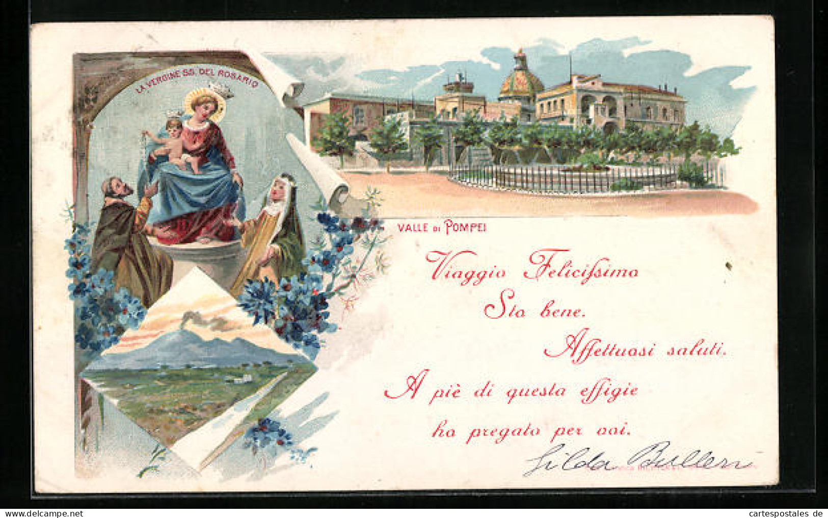 Lithographie Pompei, La Vergine SS Del Rosario  - Pompei