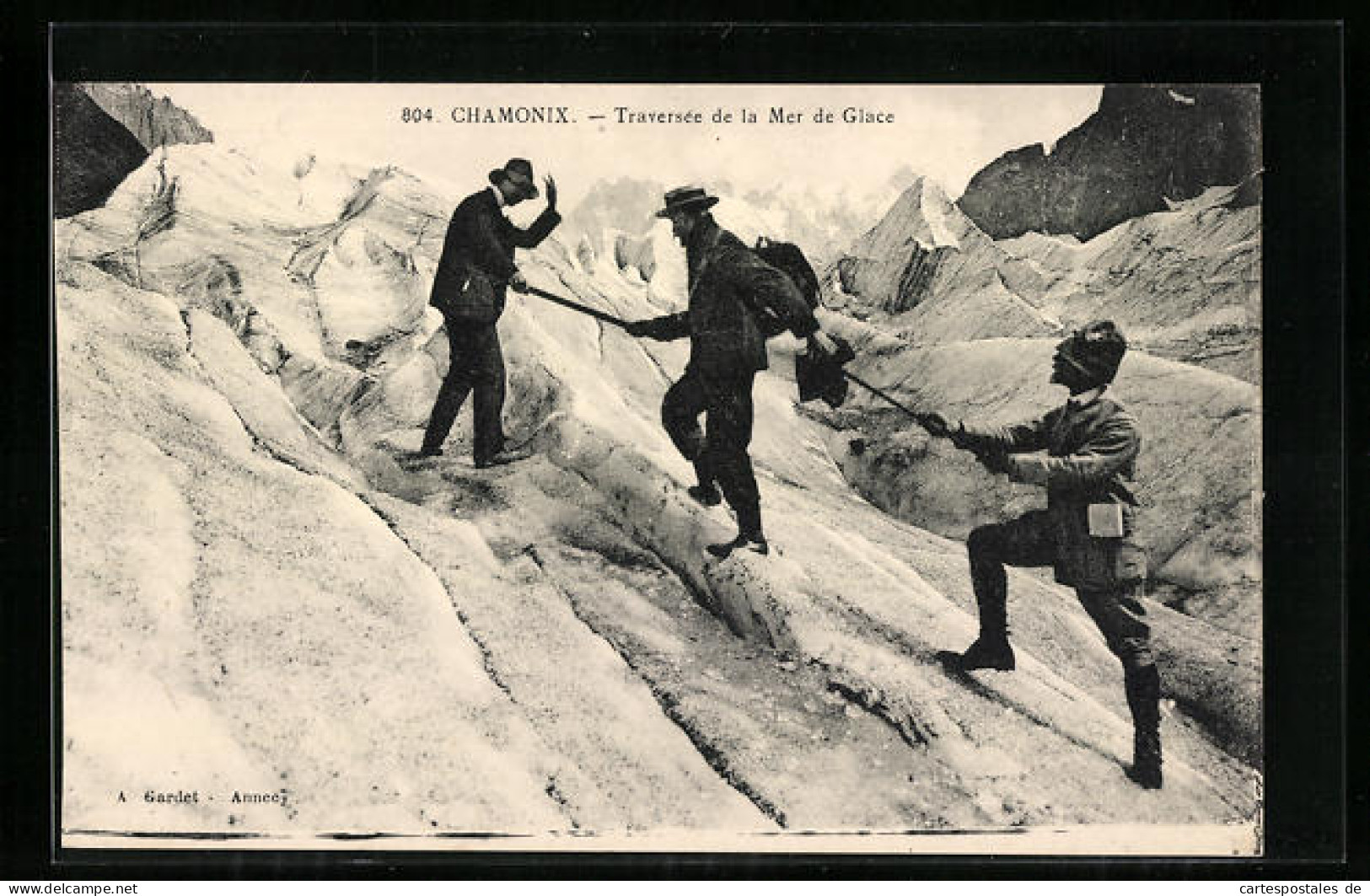 AK Chamonix, Traversée De La Mer De Glace, Bergsteiger Mit Seilen  - Mountaineering, Alpinism