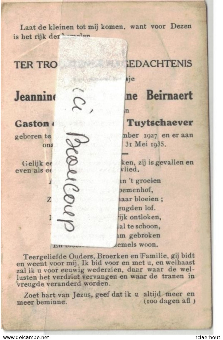 Jeannine Celine Yvonne Beirnaert Deinze 1927 1935 Kl09 - Santini