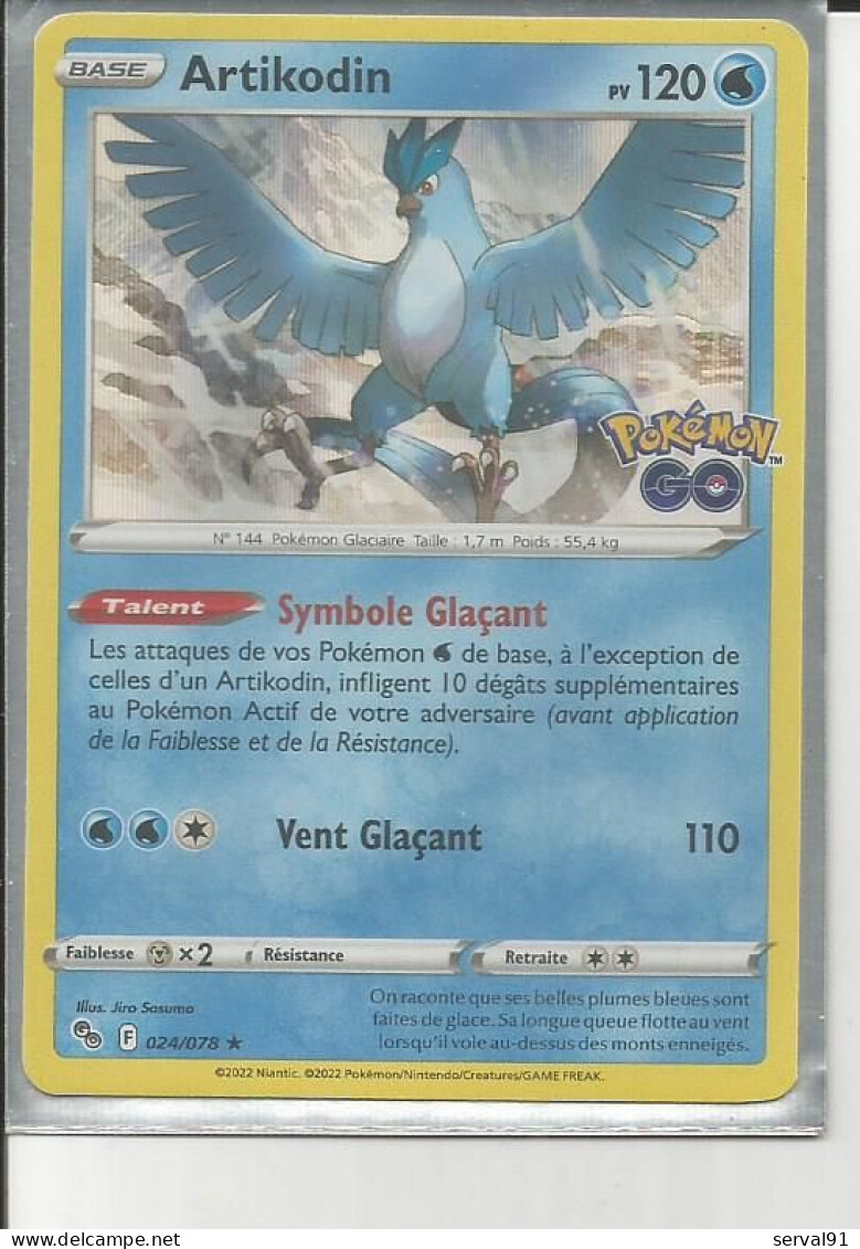 CARTE ARTIKODIN HOLOGRAPHIQUE POKEMON GO N° 28 - Sword & Shield