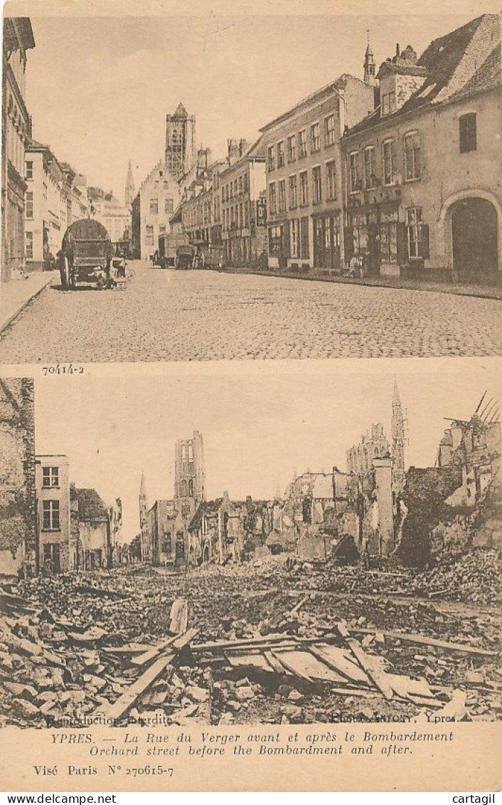 CPA-16491-Belgique -Ypres -2 Vues  D'un Quartier En Vision "avant Et Après" Destructions -guerre 14-18-Livraison Offerte - Ieper