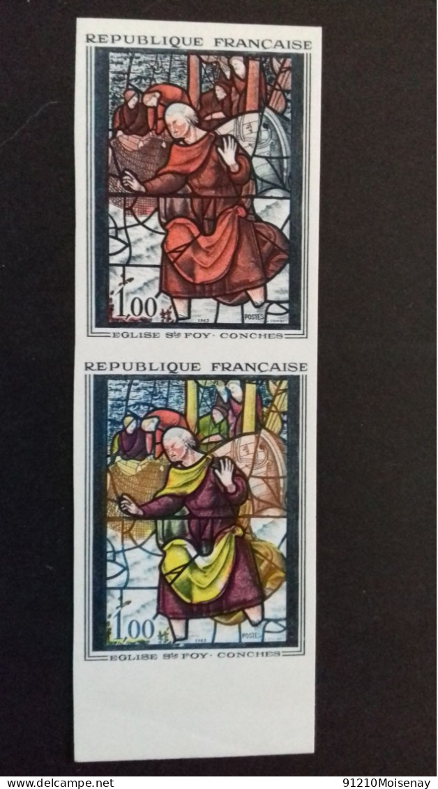 FRANCE N° 1377**   -   ESSAI DE COULEUR  NON DENTELE  (lot De 2) - Color Proofs 1945-…