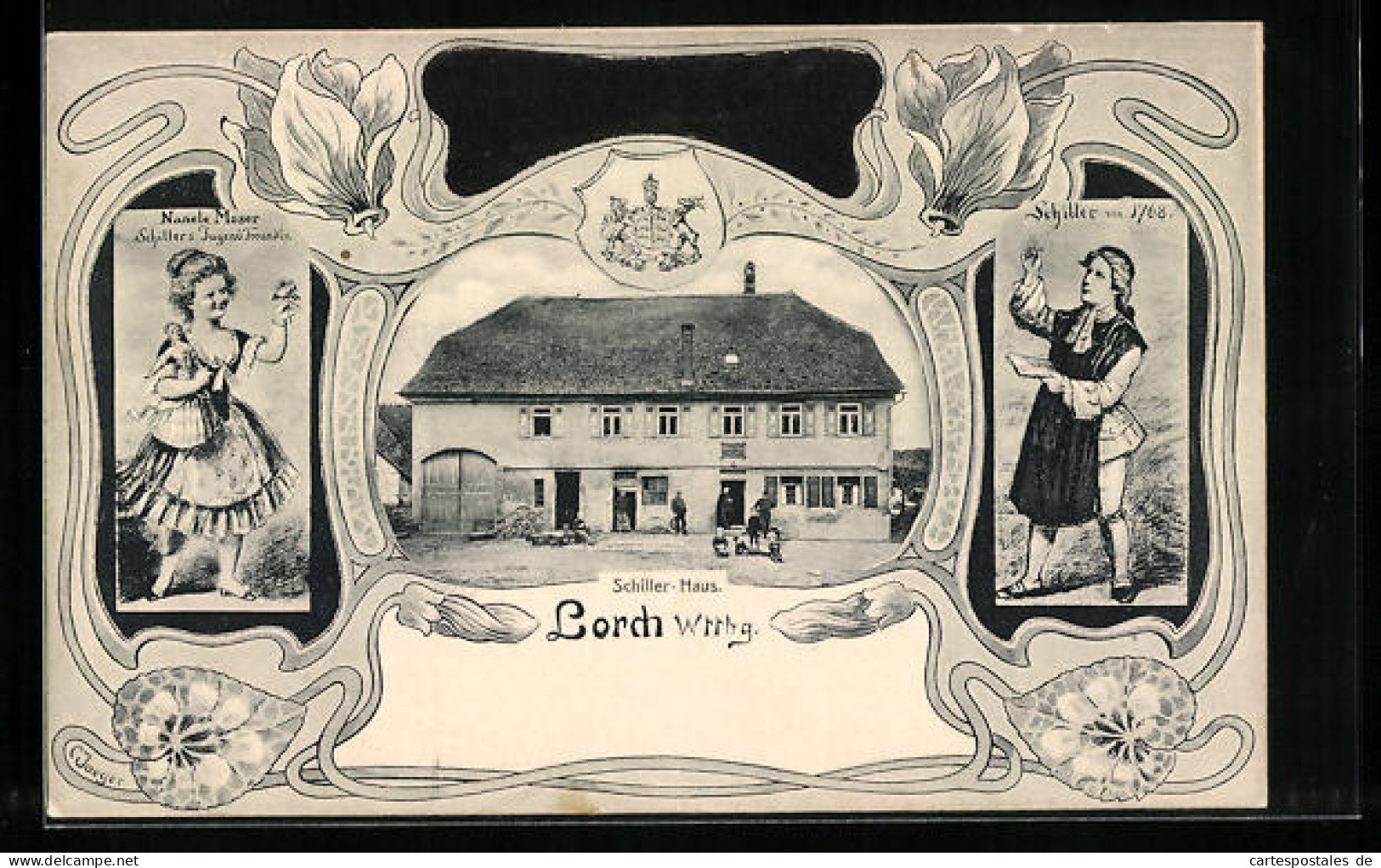 AK Lorch /Württ., Schiller-Haus, Schiller 1768, Wappen  - Lorch