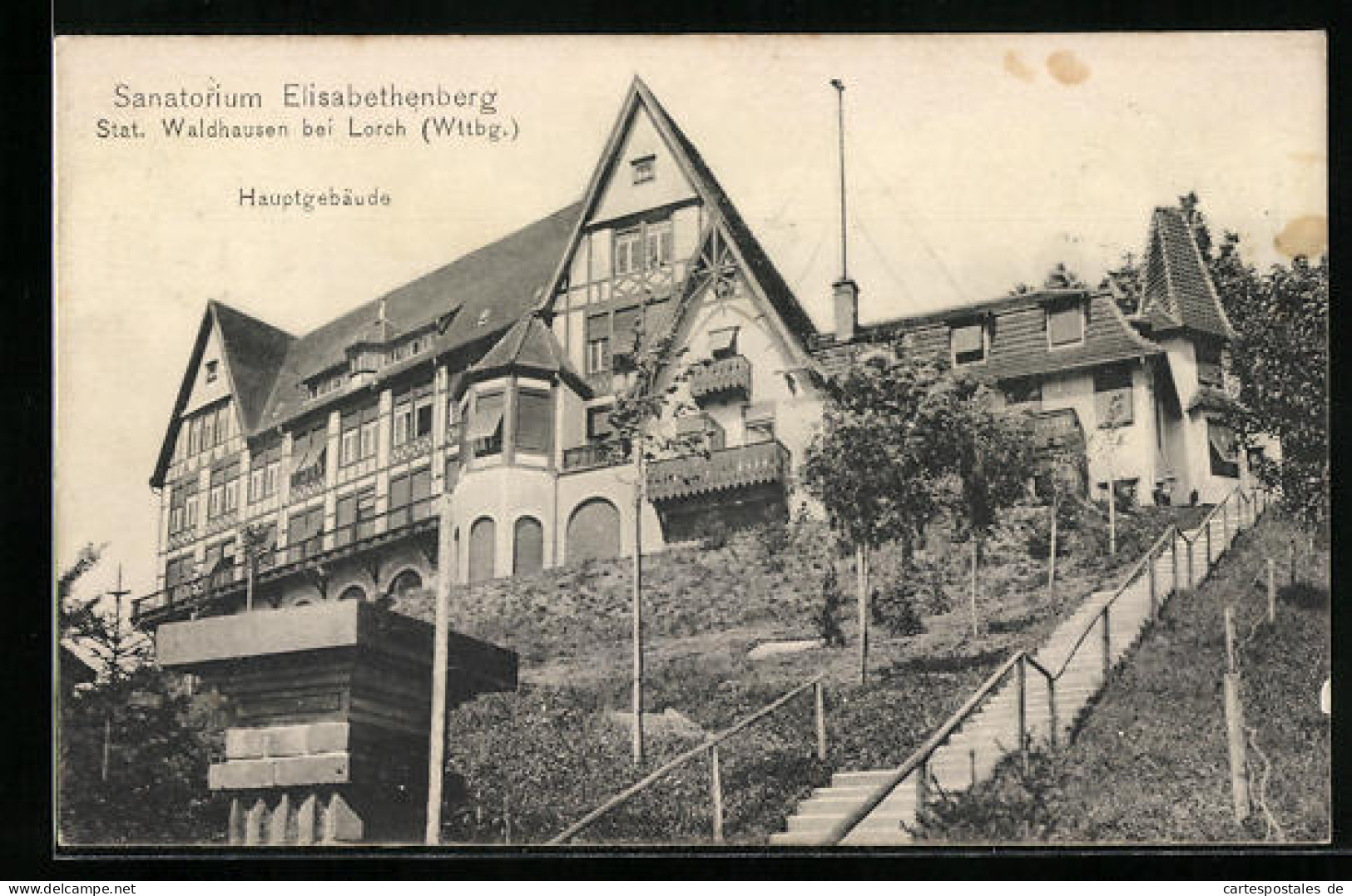 AK Waldhausen Bei Lorch, Sanatorium Elisabethenhaus Mit Zugangstreppe  - Lorch