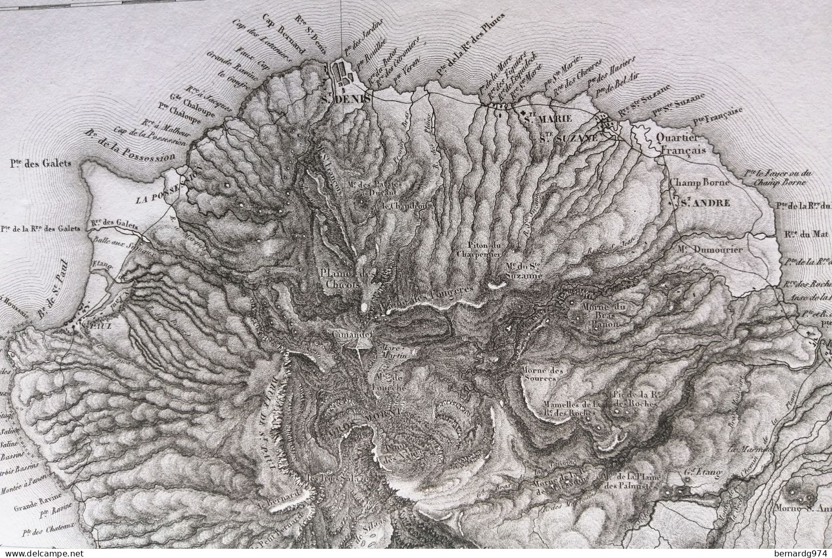 Réunion Bourbon :  Très Rare Grande Carte  De 1827 Par Perrot Et Aupick - Geographical Maps