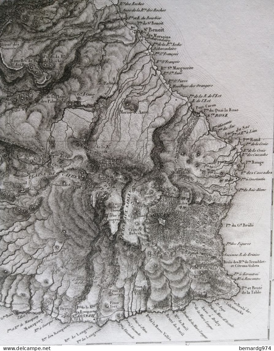 Réunion Bourbon :  Très rare grande carte  de 1827 par Perrot et Aupick