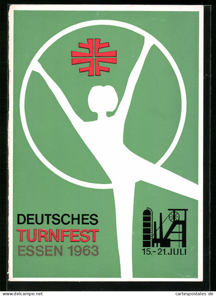 AK Essen, Deutsches Turnfest 1963, Sportlogo Der Veranstaltung  - Autres & Non Classés