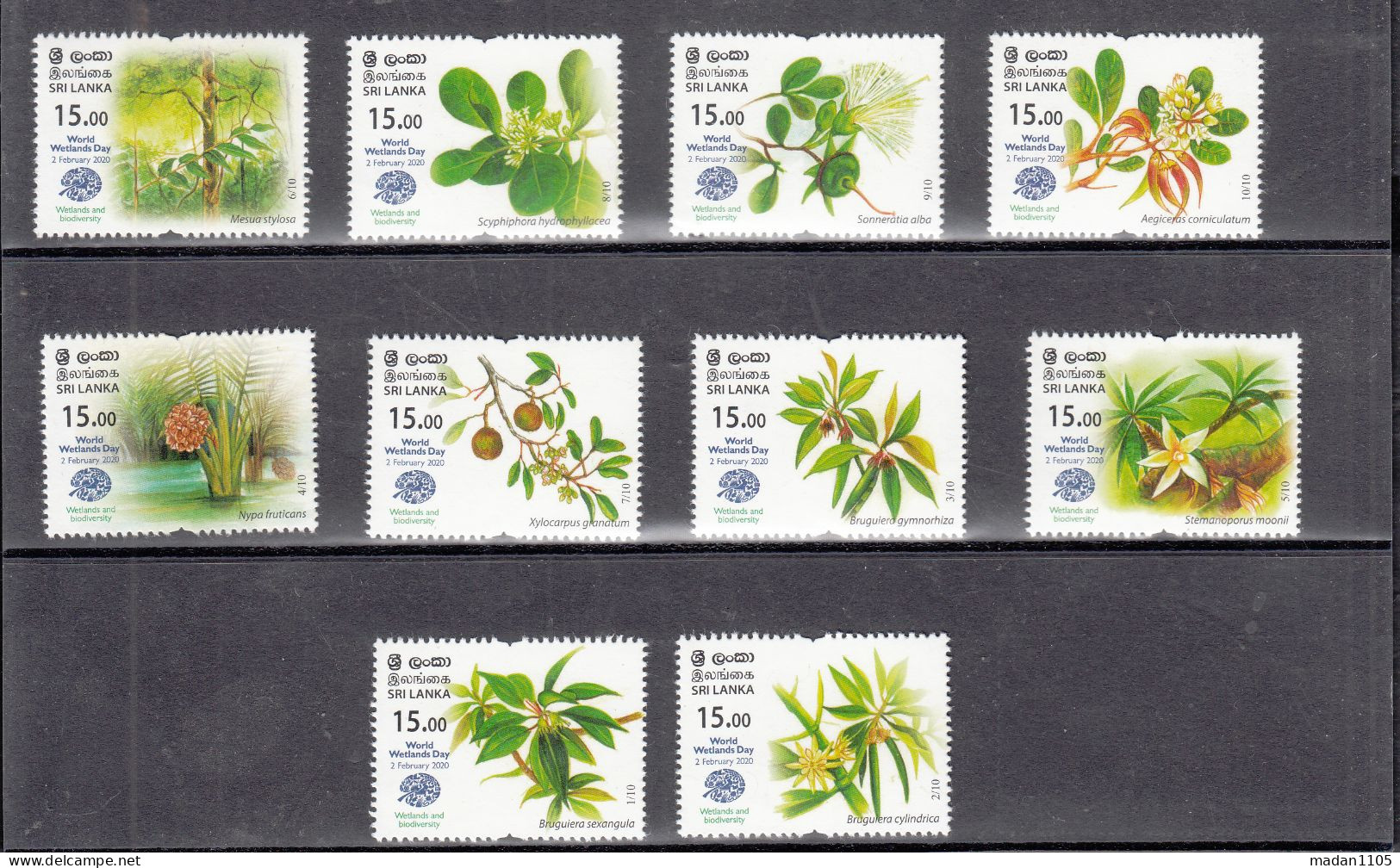 SRI LANKA, 2020,  World Wetlands Day, Set  10 V, MNH, (**) - Sri Lanka (Ceylan) (1948-...)