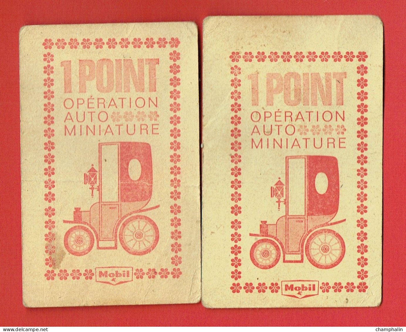 Lot De 2 Tickets 1 Point Mobil Opération Auto Miniature - Station-Service Morant à Chalon-sur-Saône (71) - Publicités