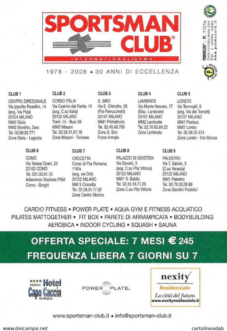 [MD9450] CPM - SPORTSMAN CLUB IPPOPOTAMO - PROMOCARD 7727/A - PERFETTA - Non Viaggiata - Pubblicitari