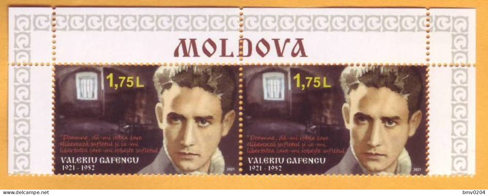 2021 Moldova Moldavie Moldau Romania Valeriu Gafencu (I)  ERROR 100 Bassarabien Prison 2v Mint - Moldavia