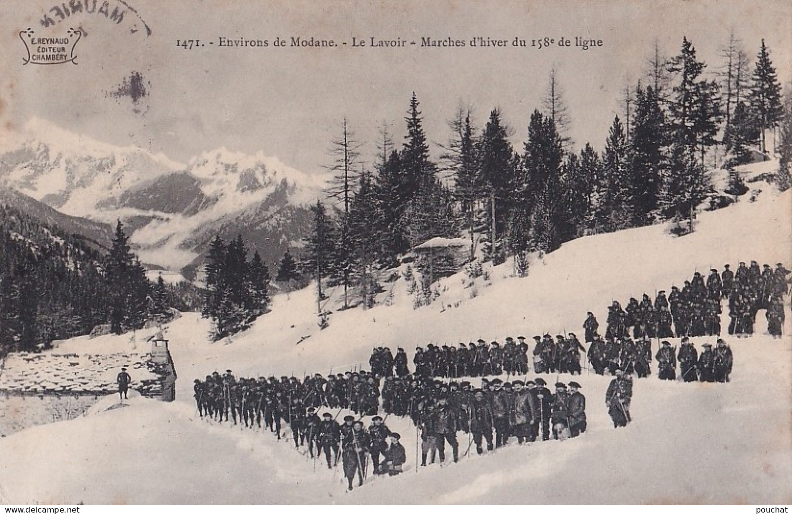 73) MODANE - LE LAVOIR - MARCHES D ' HIVER DU 158 EME REGIMENT DE LIGNE - CHASSEURS ALPINS - EN  1906 - ( 2 SCANS ) - Modane