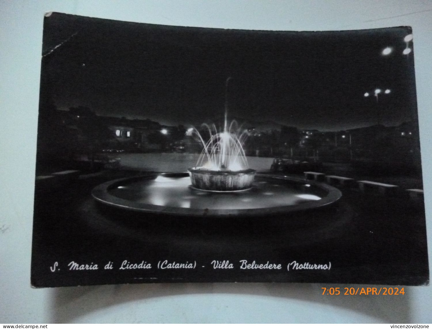 Cartolina  Viaggiata "S. MARIA DI LICODIA Villa Belvedere ( Notturno )" 1954 - Catania