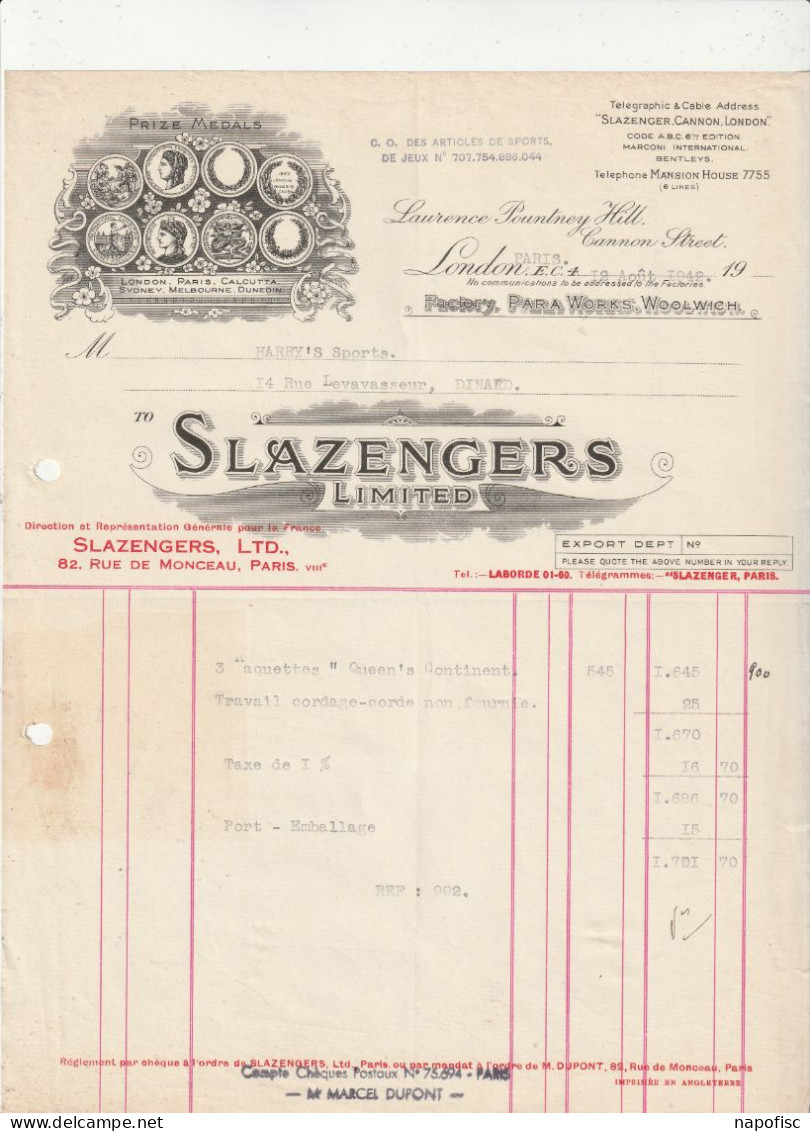 98-Slazengers Ltd......London...(U.K) ...1942 - Regno Unito