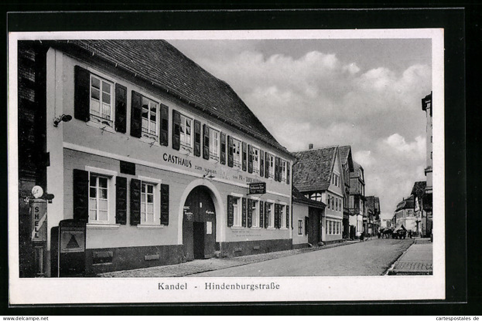 AK Kandel, Hindenburgstrasse Mit Gasthaus Zum Weissen Bären  - Kandel