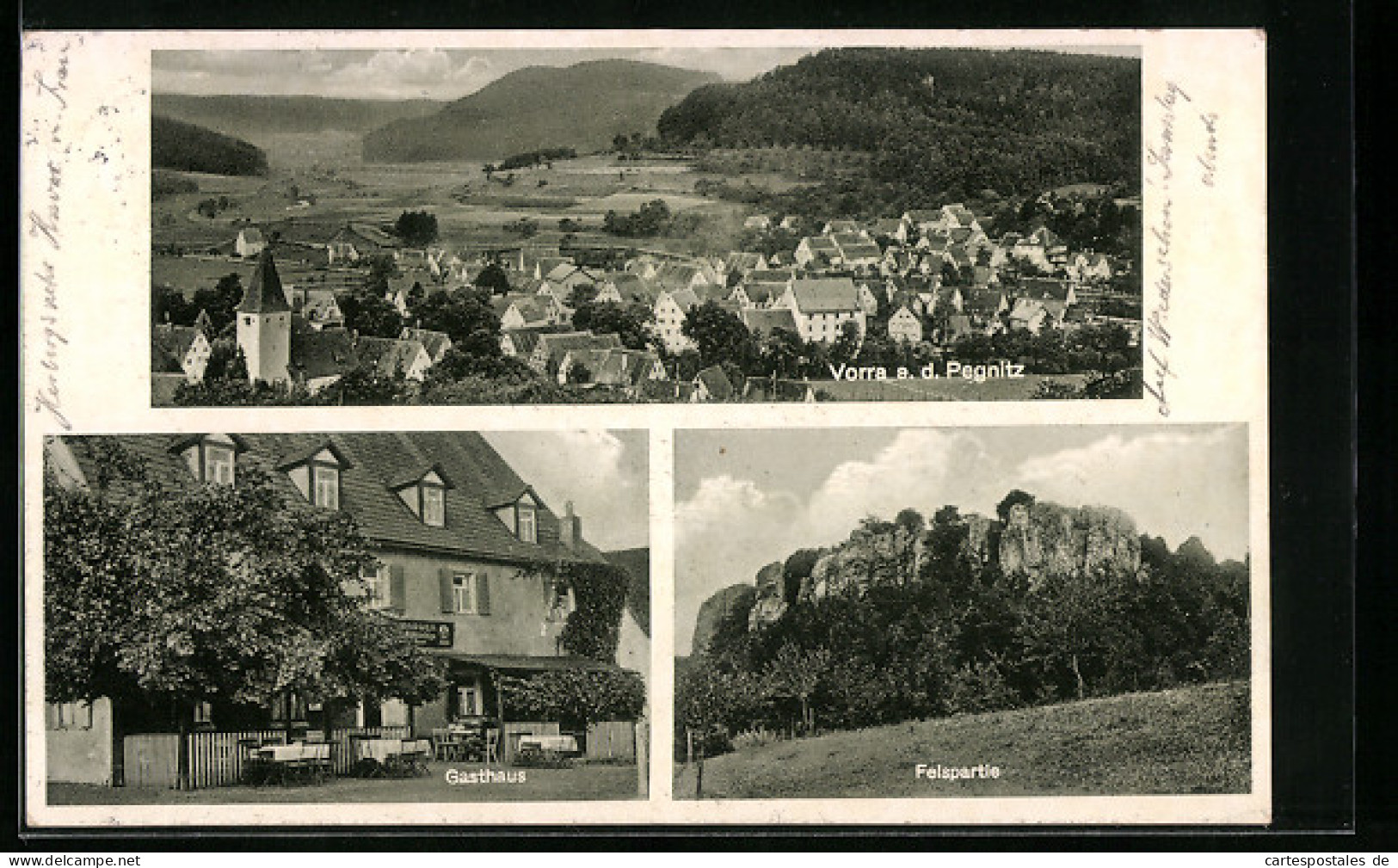 AK Vorra A. D. Pegnitz, Gasthaus, Felspartie, Teilansicht  - Pegnitz