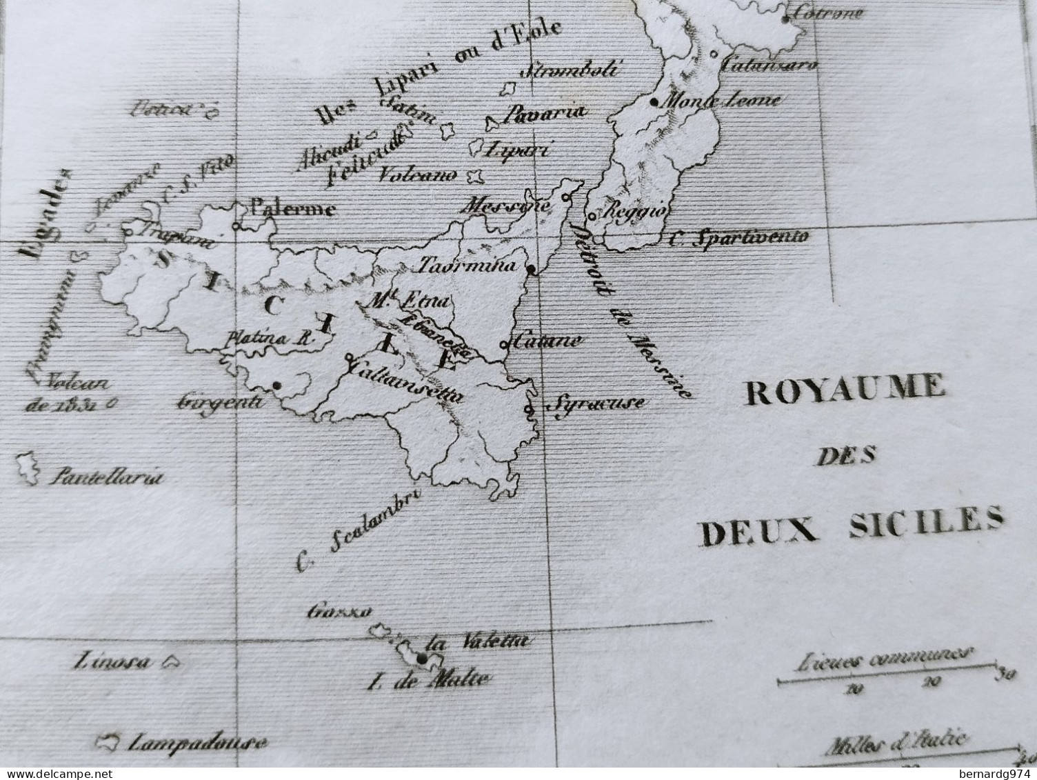 Sicile Sicilia Et Italie Du Sud : Deux Cartes Miniatures Perrot (1834) Levasseur (1840) - Mapas Geográficas