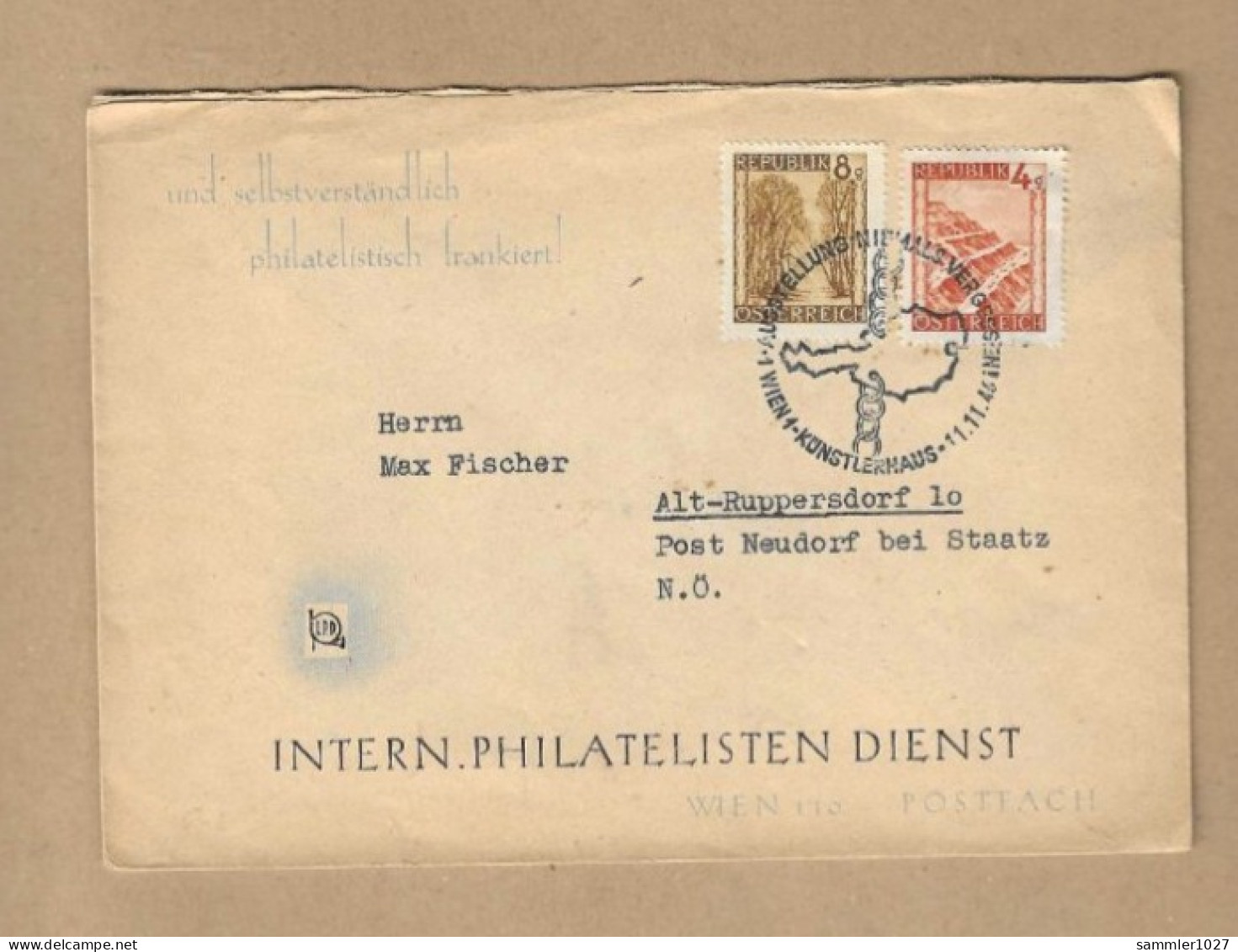 Los Vom 19.04 - Heimatbeleg Aus Wien Nach Alt Ruppersdorf 1946 - Briefe U. Dokumente