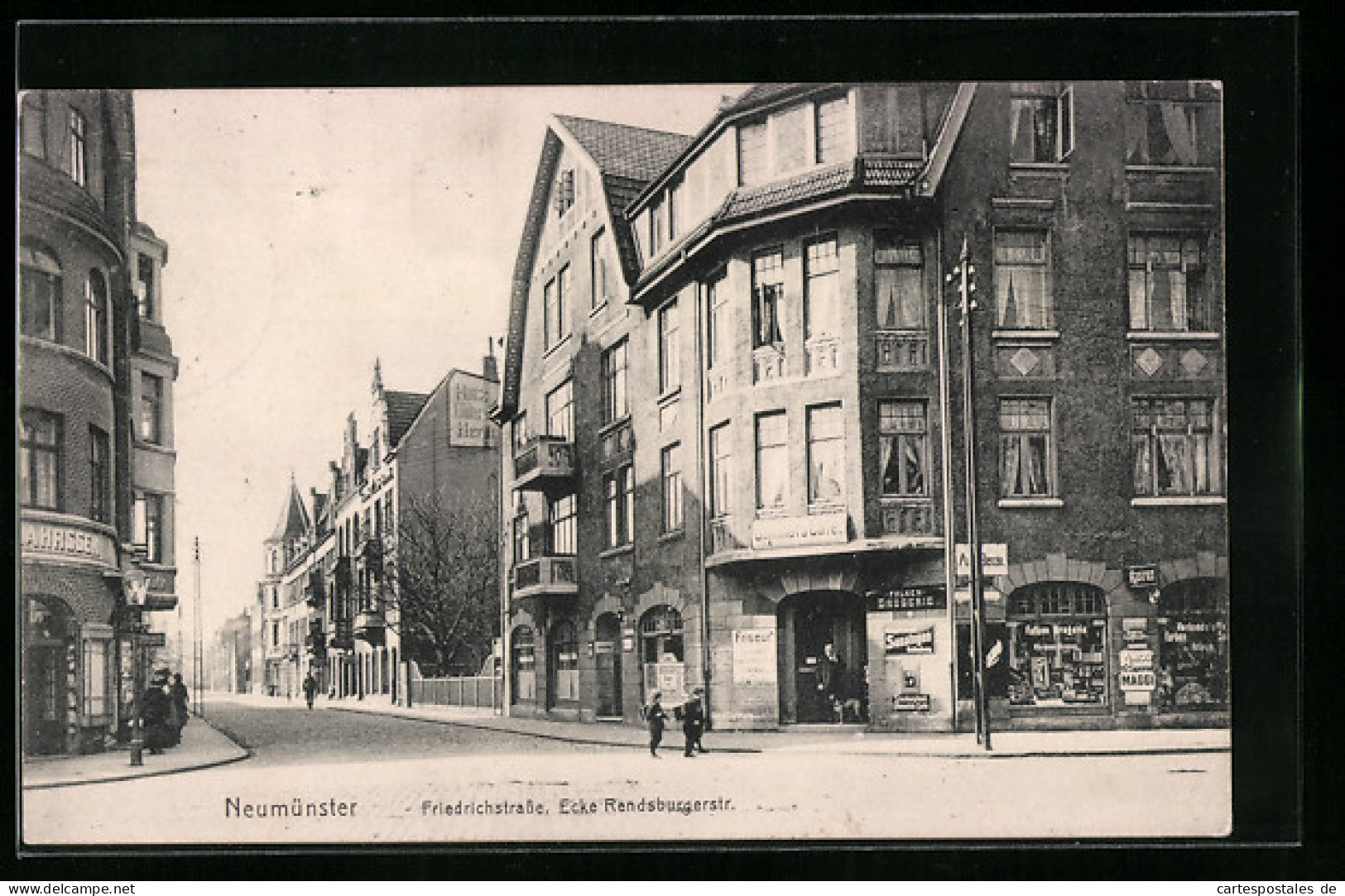 AK Neumünster, Friedrichstrasse Ecke Rendsburgerstrasse  - Rendsburg