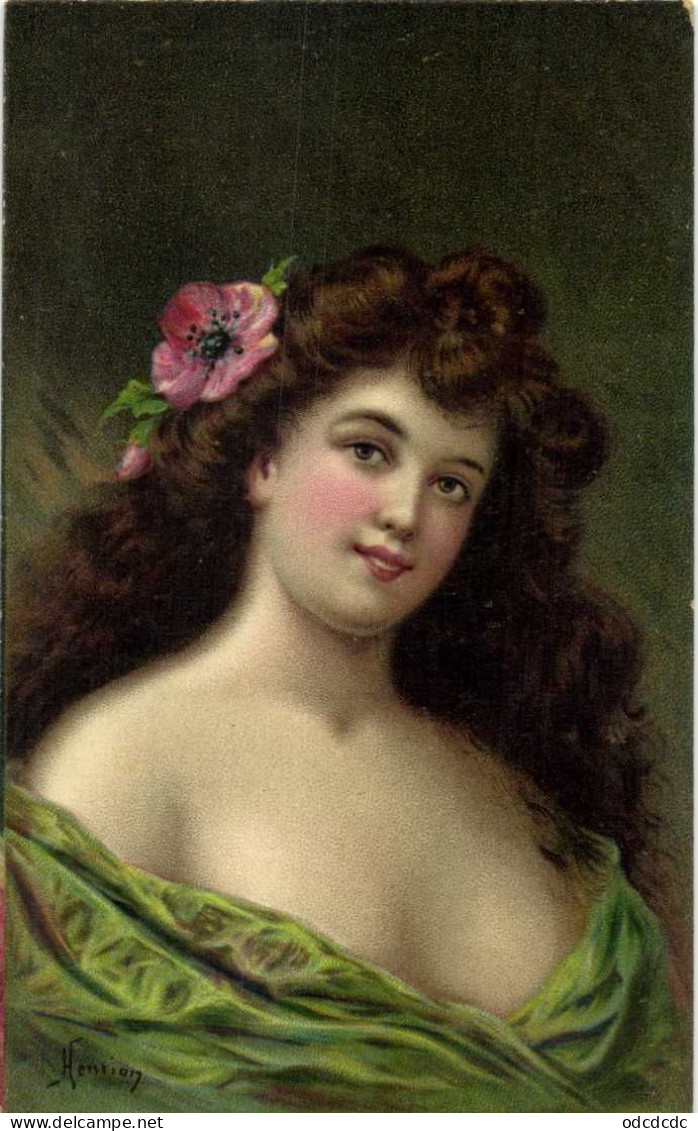 Henrion Portrait Jeune Femme Epaules Nues Longue Chevelure RV - Mujeres