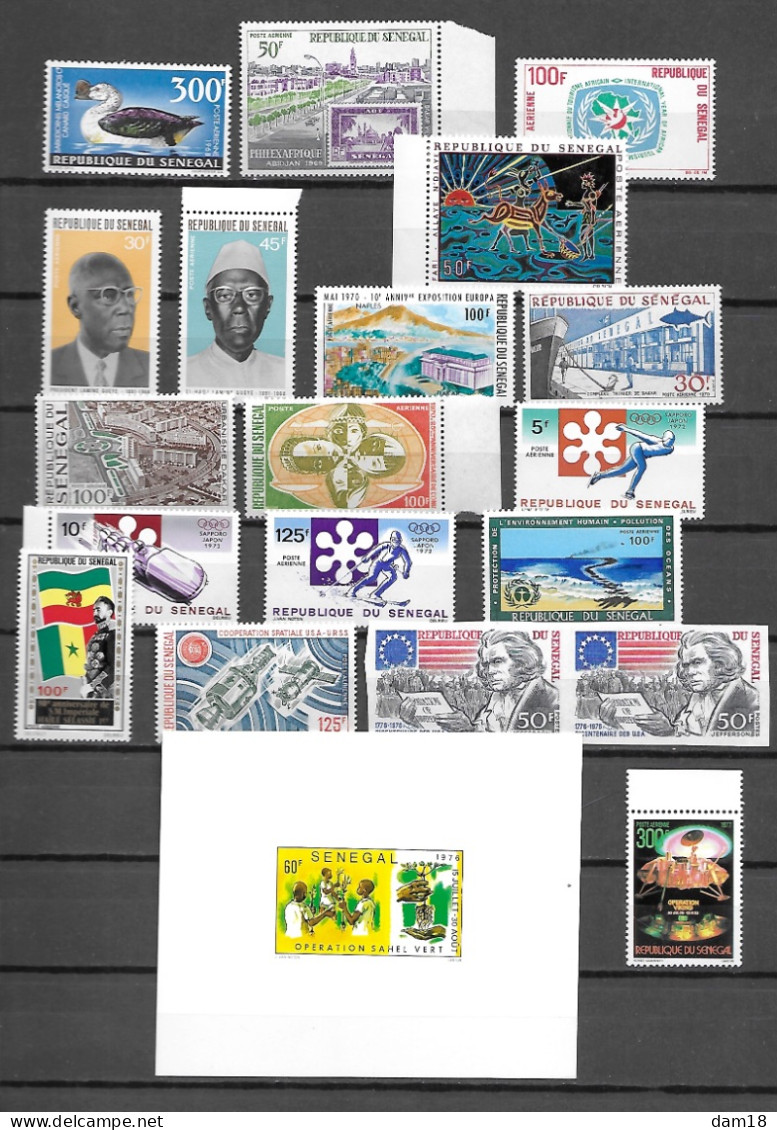 SENEGAL  TIMBRES POSTE AERIENNE NEUFS ** 1969 à 1977 + NON DENTELES + EPREUVE DE LUXE - Senegal (1960-...)