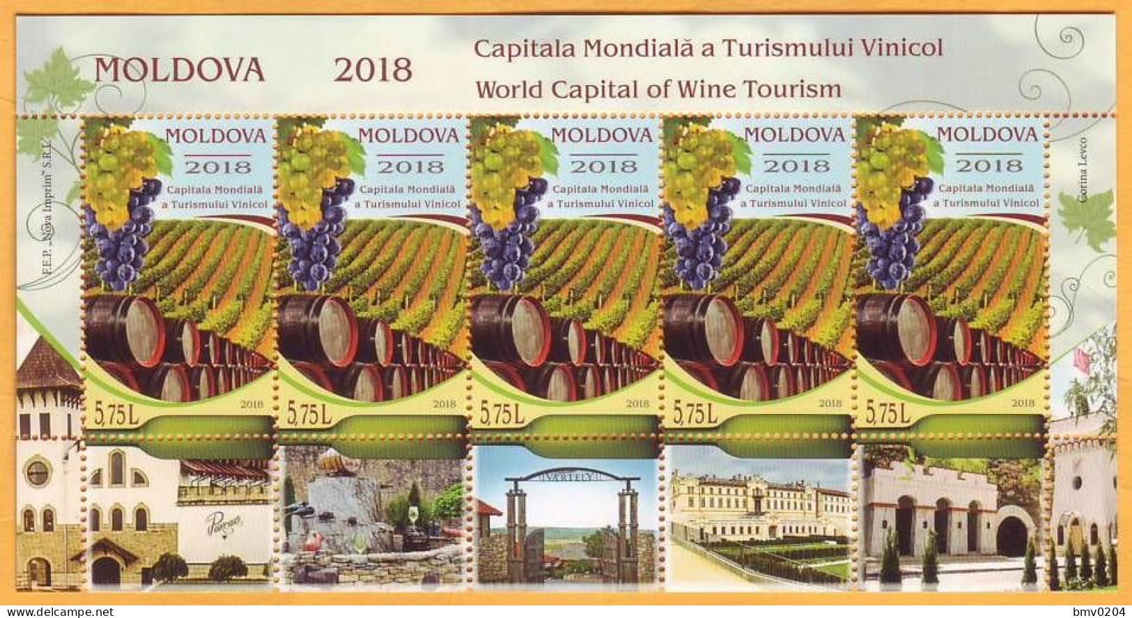 2018 Moldova Moldavie Moldau Sheet  Wine Tourism. Wine. Grapes. Vineyard. Wine Barrel - Moldawien (Moldau)