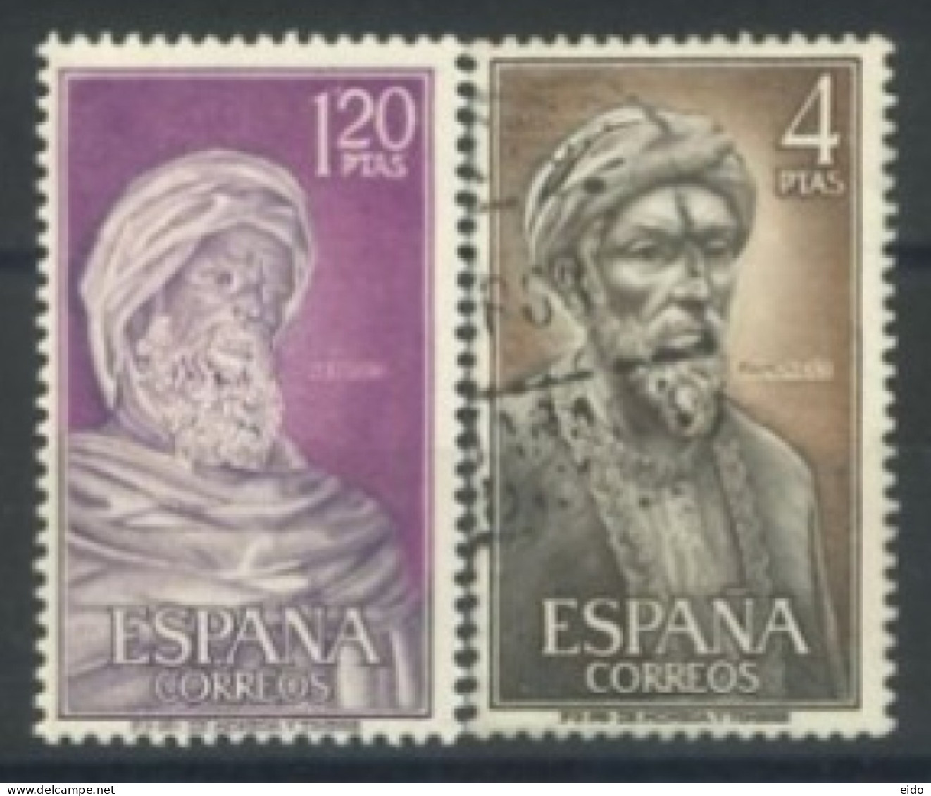 SPAIN, 1967, AVERROES AND MOSES BEN MAIMONIDES STAMPS SET OF 2, # 1461,& 1463, USED. - Oblitérés