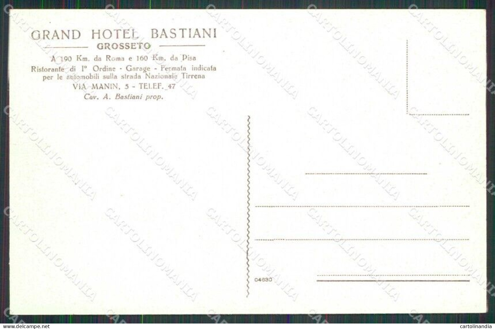 Grosseto Città Grand Hotel Bastiani Cartolina RB8313 - Grosseto