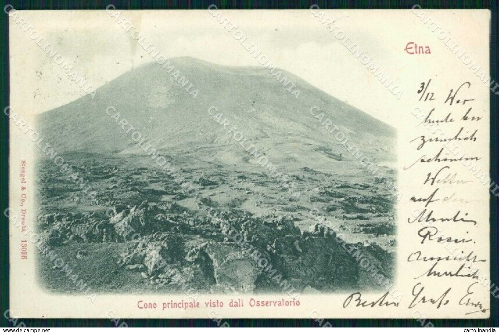 Catania Etna Vulcano Cono Principale Stengel 13026 Cartolina RB7483 - Catania