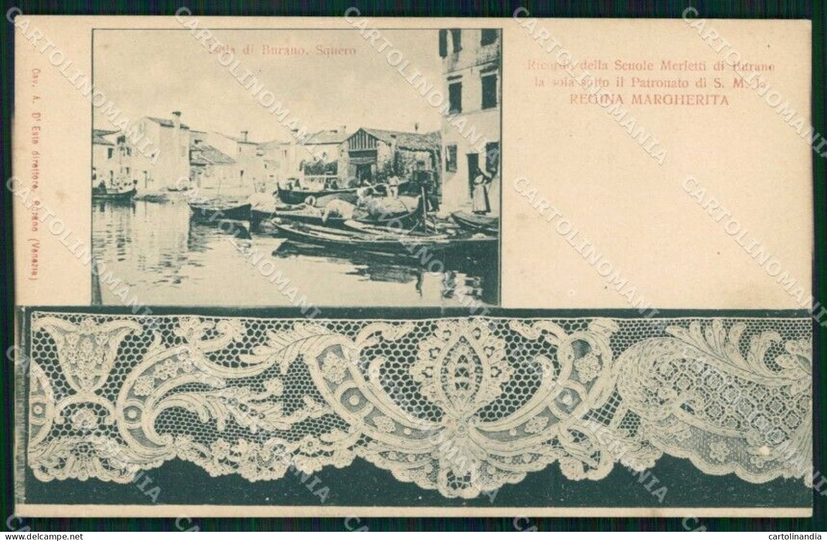 Venezia Burano Ricordo Della Scuola Merletti Cartolina RB6301 - Venezia (Venedig)