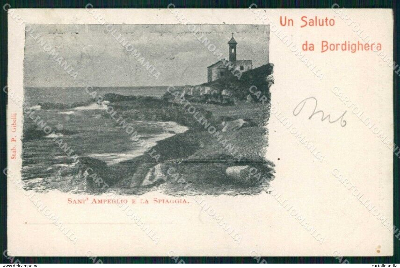 Imperia Bordighera Saluto Da Sant'Ampeglio Spiaggia Cartolina RB6132 - Imperia