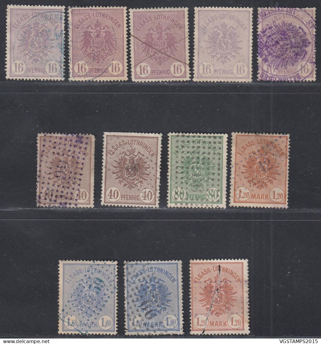 France 1880 - (Alsace-Lorraine) - Lot De 13 Timbres Fiscaux (certains Avec Défaut).RARE¡¡¡¡........ (EB) AR-02449 - Gebraucht