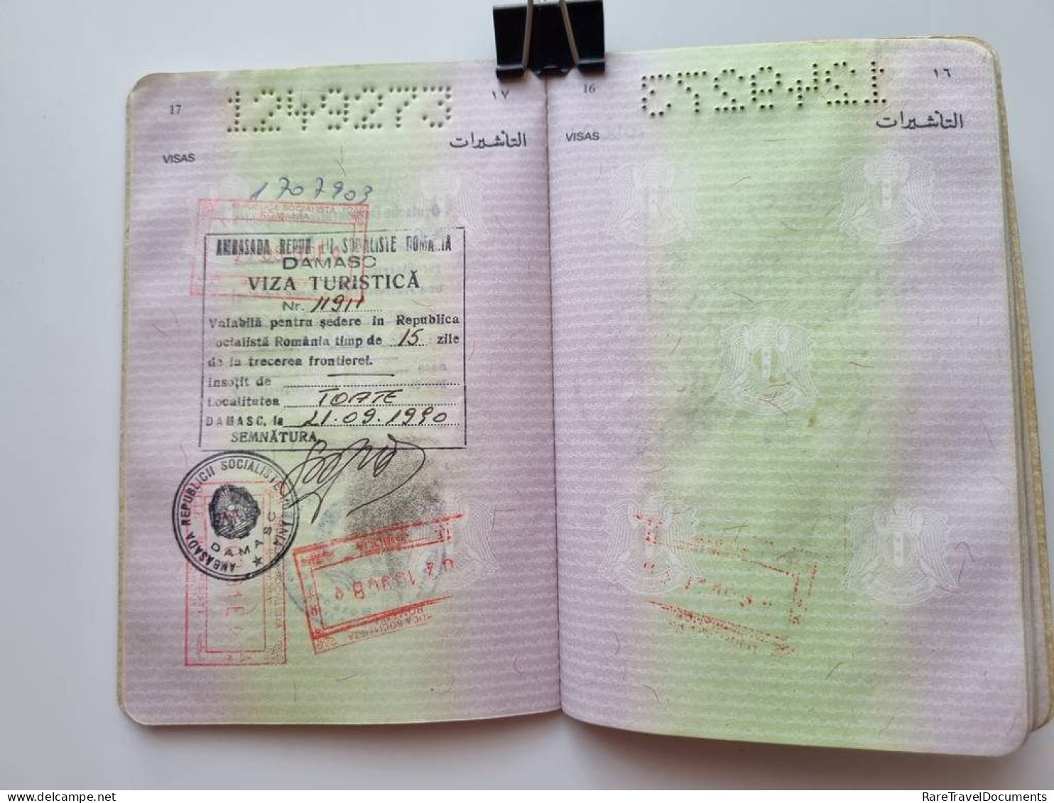 SYRIA Passport Passeport Reisepass 1990 HOLOGRAM, EAST GERMAN Visa, and others!