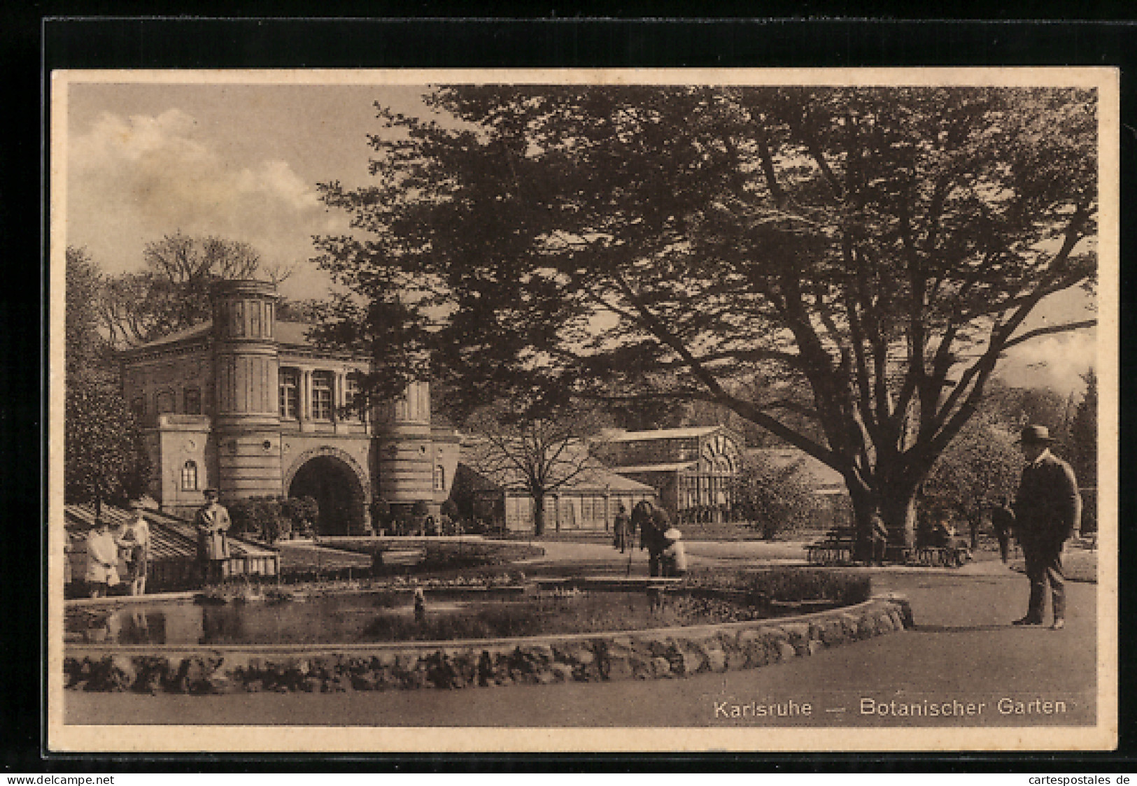 AK Karlsruhe, Botanischer Garten Mit Brunnen  - Karlsruhe