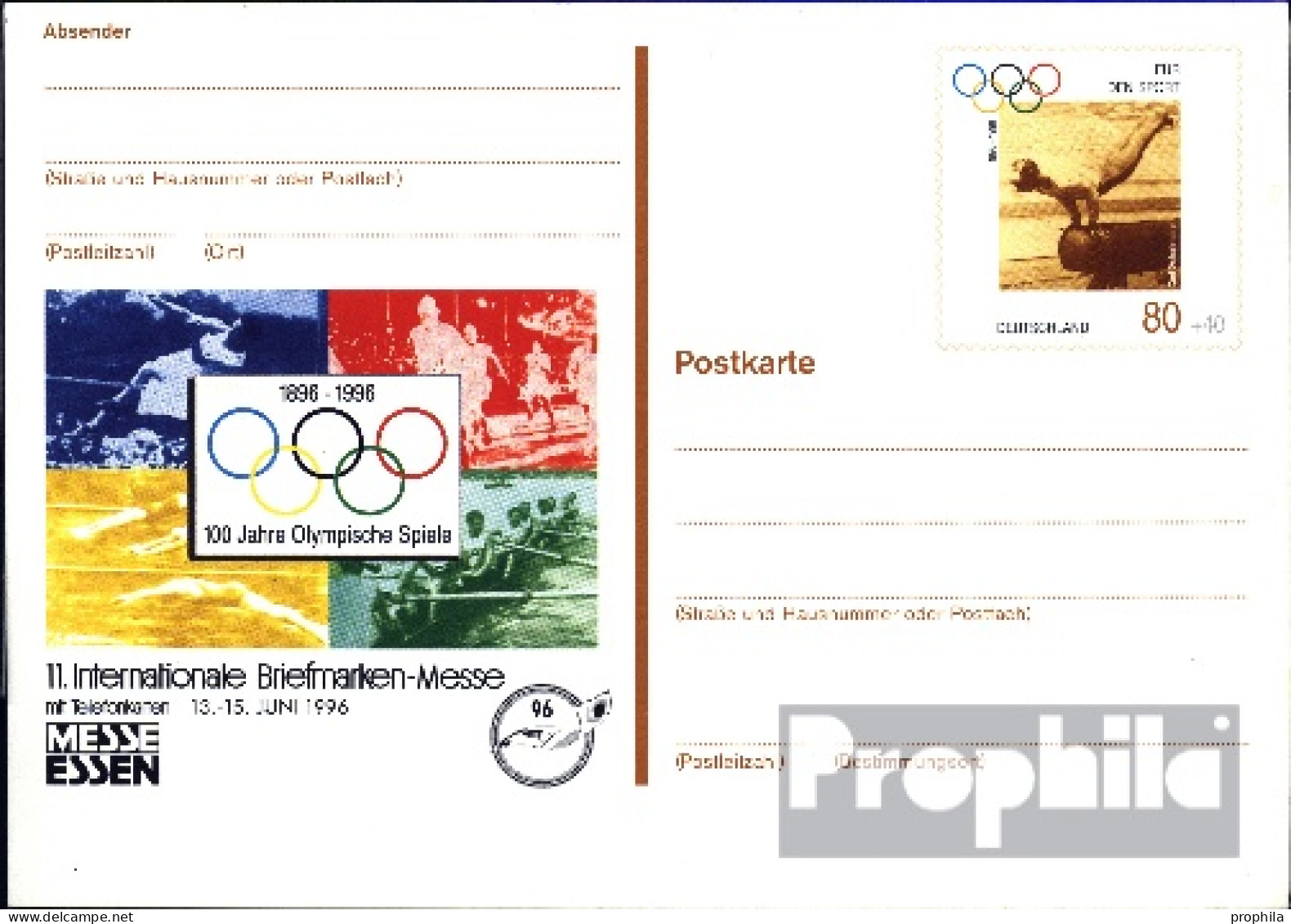 BRD PSo42 Amtliche Sonderpostkarte Gefälligkeitsgestempelt Gebraucht 1996 Olympiade - Other & Unclassified