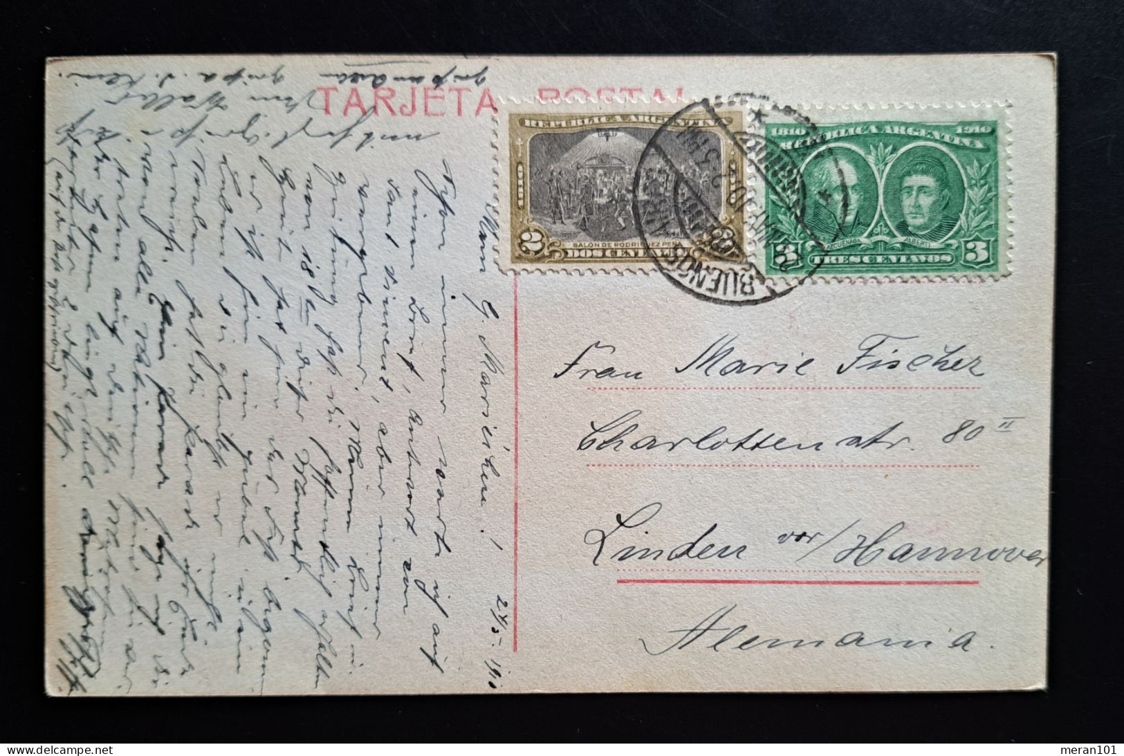 Argentinien 1910, Tarjeta Postal Gelaufen Hannover - Briefe U. Dokumente