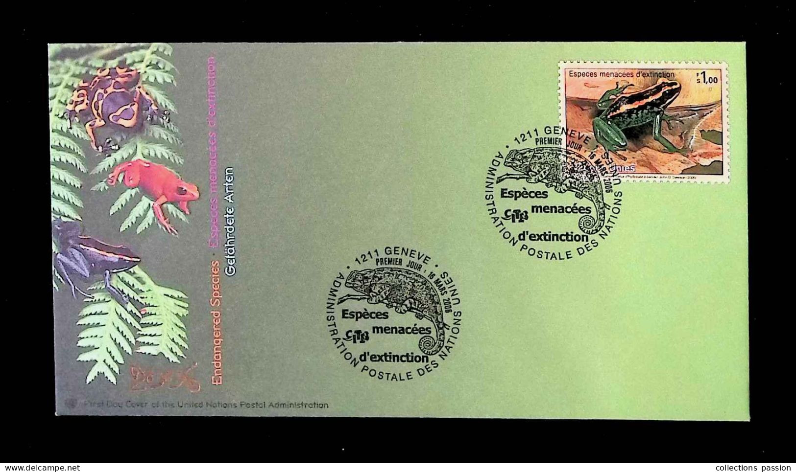 CL, FDC, Premier Jour, Administration Postale Des Nations Unies, 1211 Genève, Espèces Menacées D'extinction - Autres & Non Classés