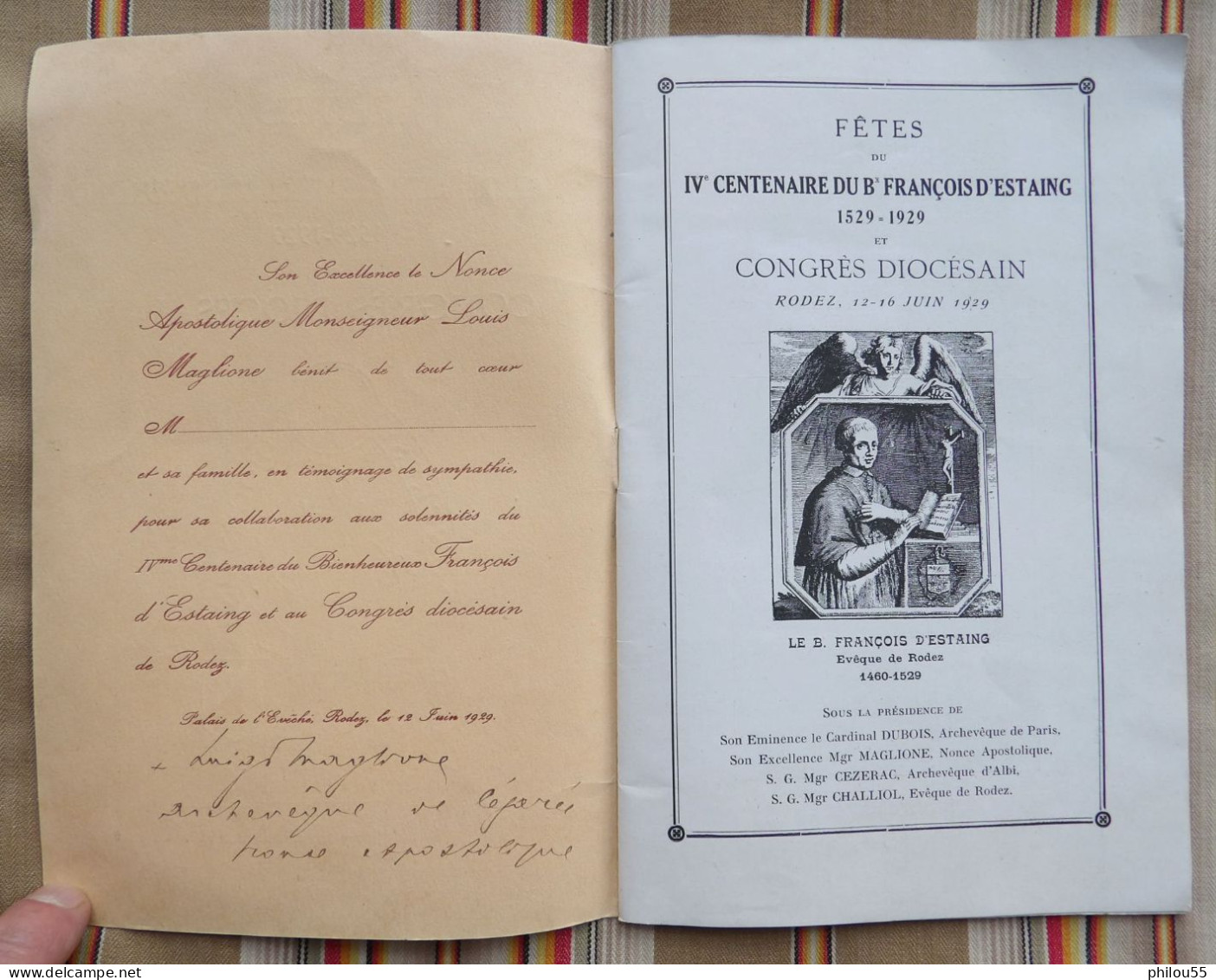 12 RODEZ  FETES Du IVe Centenaire Du Bx FRANCOIS D' ESTAING 1529 1929 + Carte Invitation Eveche De RODEZ - Midi-Pyrénées