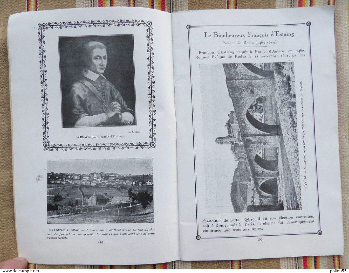 12 RODEZ  FETES du IVe Centenaire du Bx FRANCOIS D' ESTAING 1529 1929 + carte invitation Eveche de RODEZ
