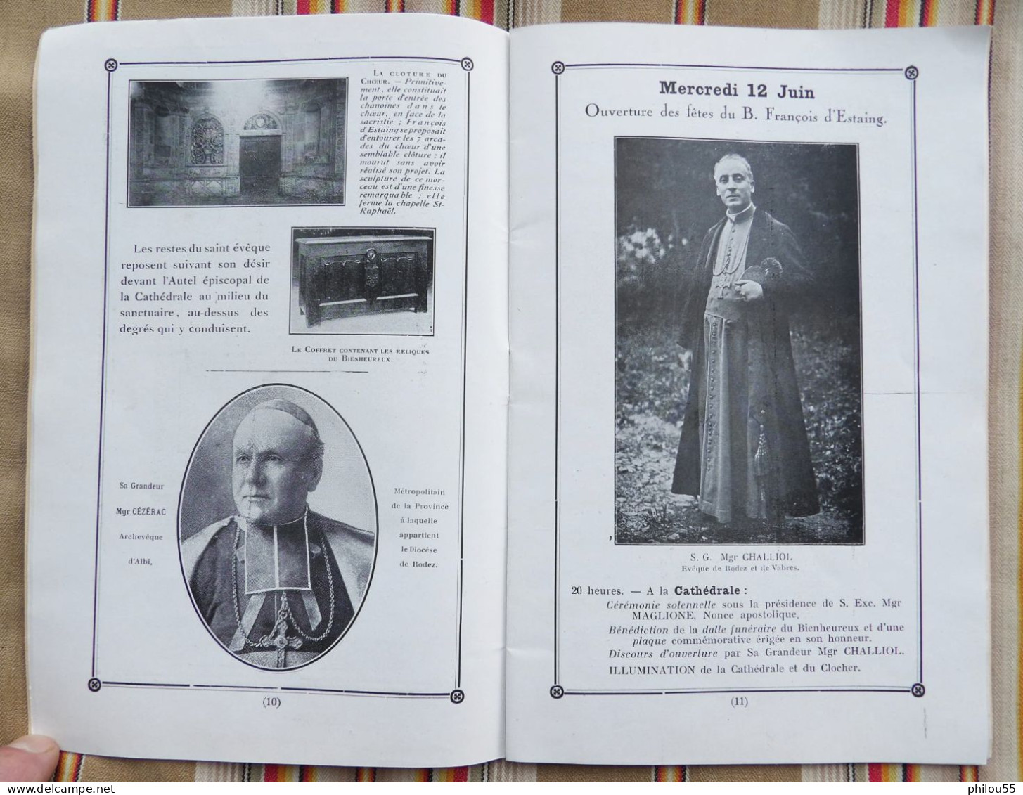 12 RODEZ  FETES du IVe Centenaire du Bx FRANCOIS D' ESTAING 1529 1929 + carte invitation Eveche de RODEZ