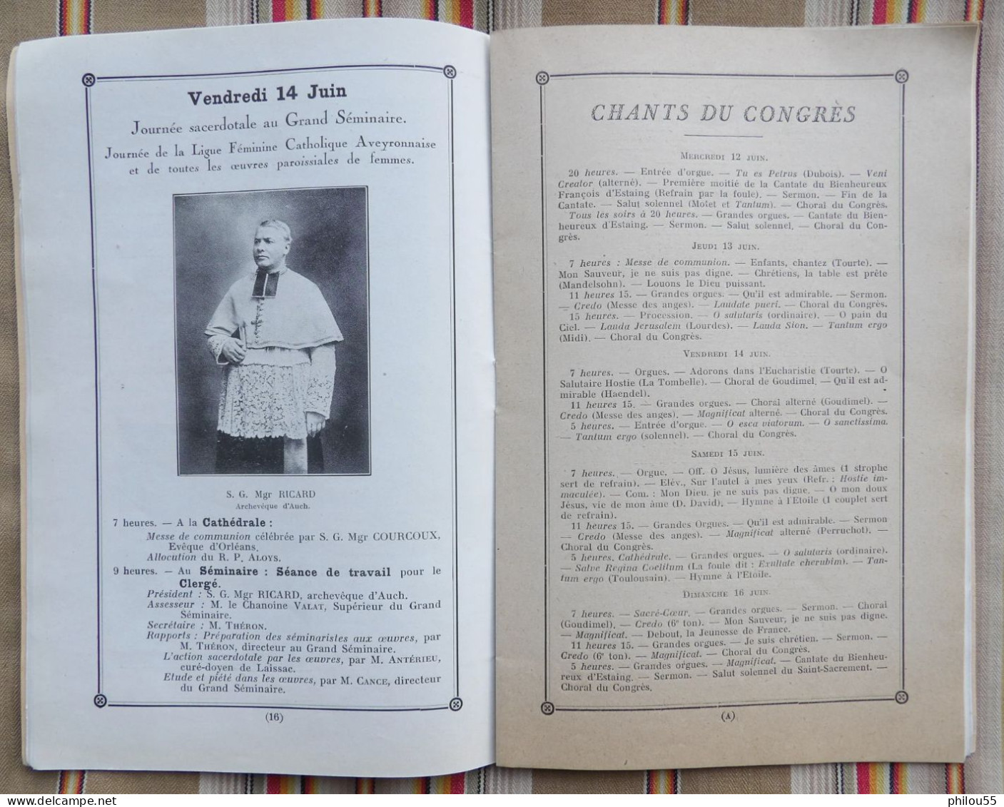 12 RODEZ  FETES du IVe Centenaire du Bx FRANCOIS D' ESTAING 1529 1929 + carte invitation Eveche de RODEZ