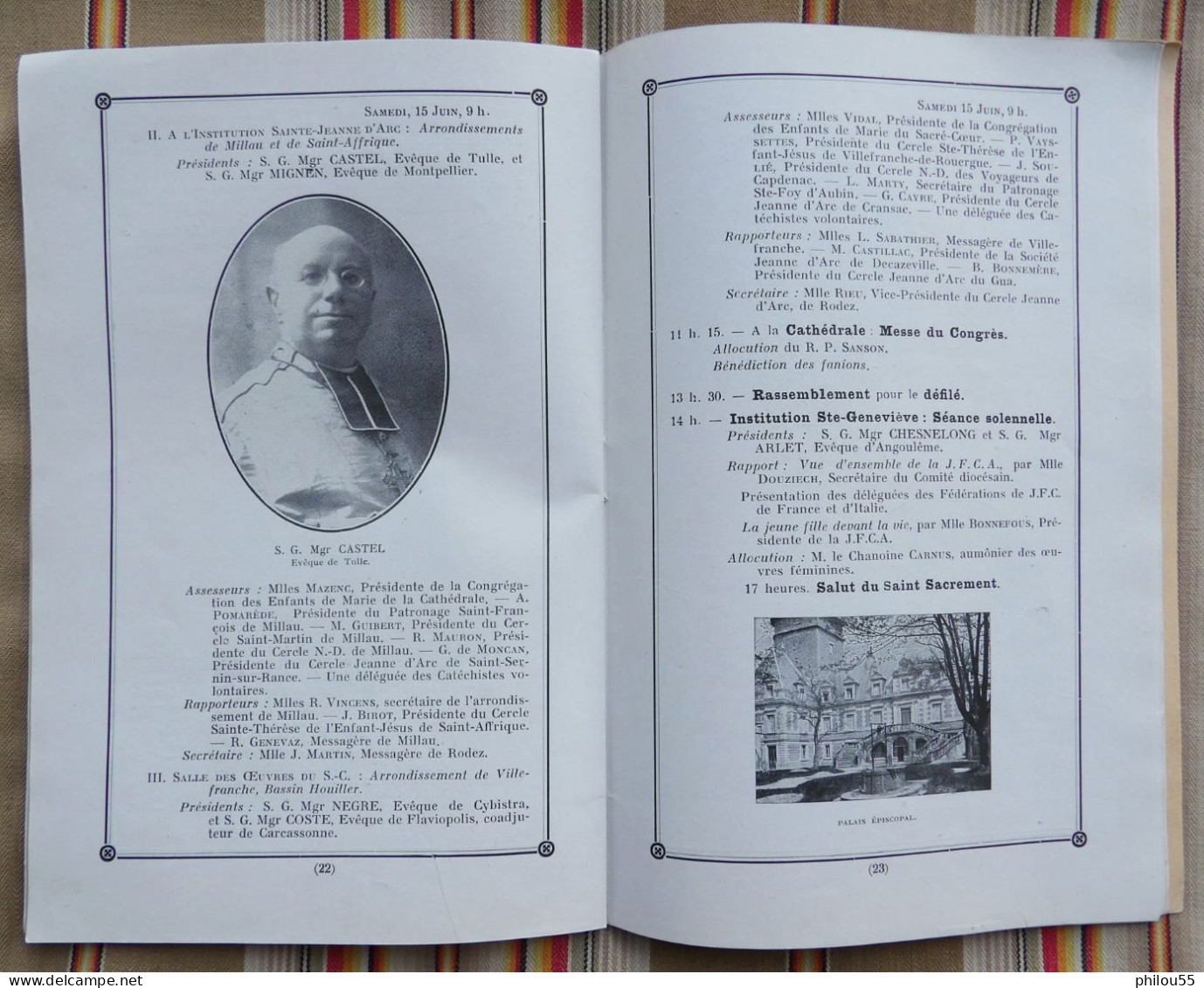 12 RODEZ  FETES du IVe Centenaire du Bx FRANCOIS D' ESTAING 1529 1929 + carte invitation Eveche de RODEZ