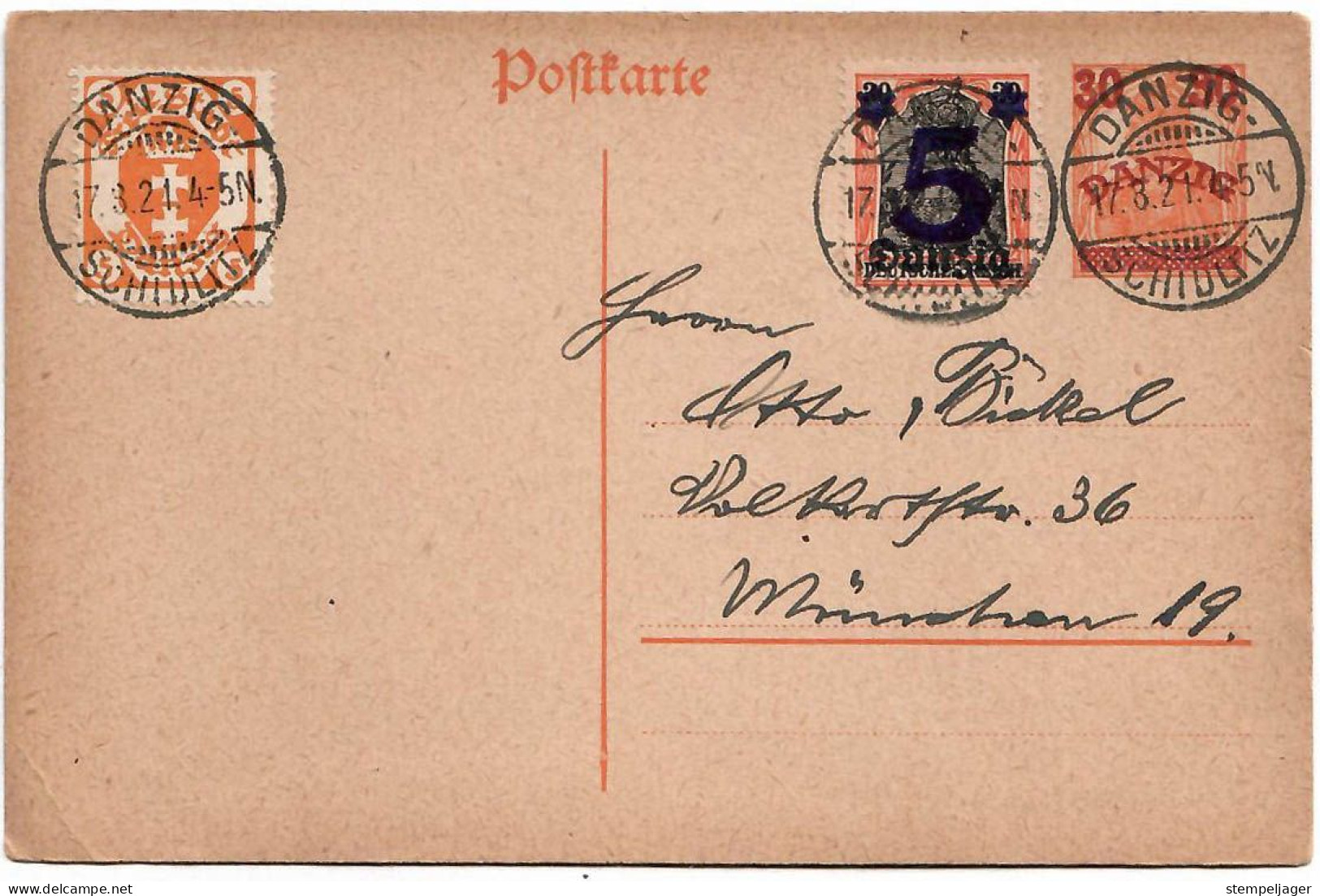 1921 Danzig - Schidlitz Mit Zusatz - Postal  Stationery