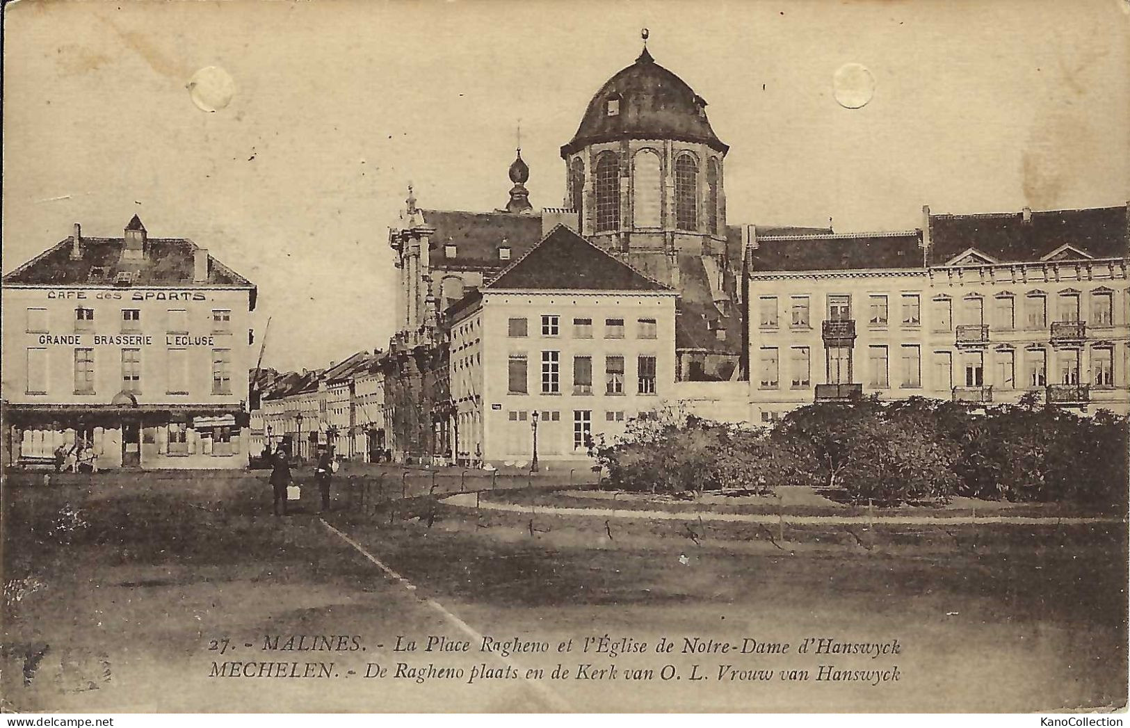 Malines, Mechelen, Place Raheno, Eglise De Notre-dame D'Hanswyk, Gelaufen 1929, Fleckig, Altersspuren - Mechelen