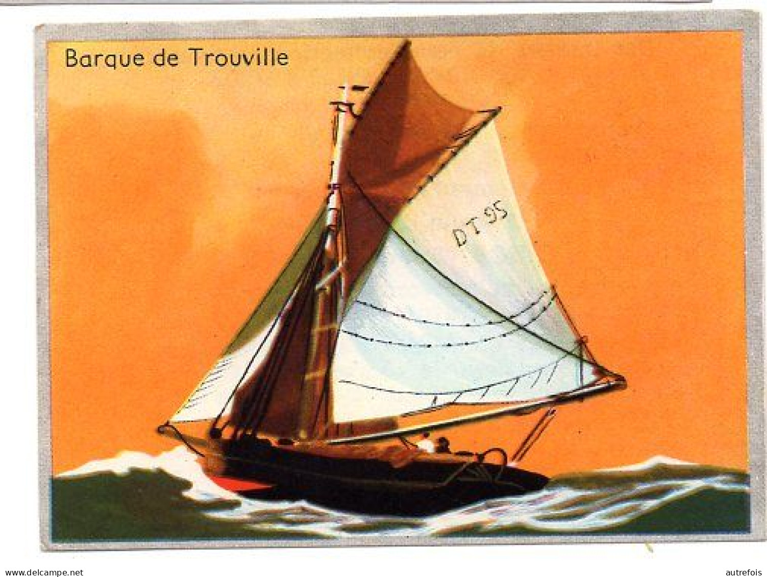 BARQUE DE TROUVILLE     CHROMO  PUB DEJEUNER PAINSADOZ ET FLAN LUMINOR - ETS M LARIVE LIBOS 47 - Autres & Non Classés