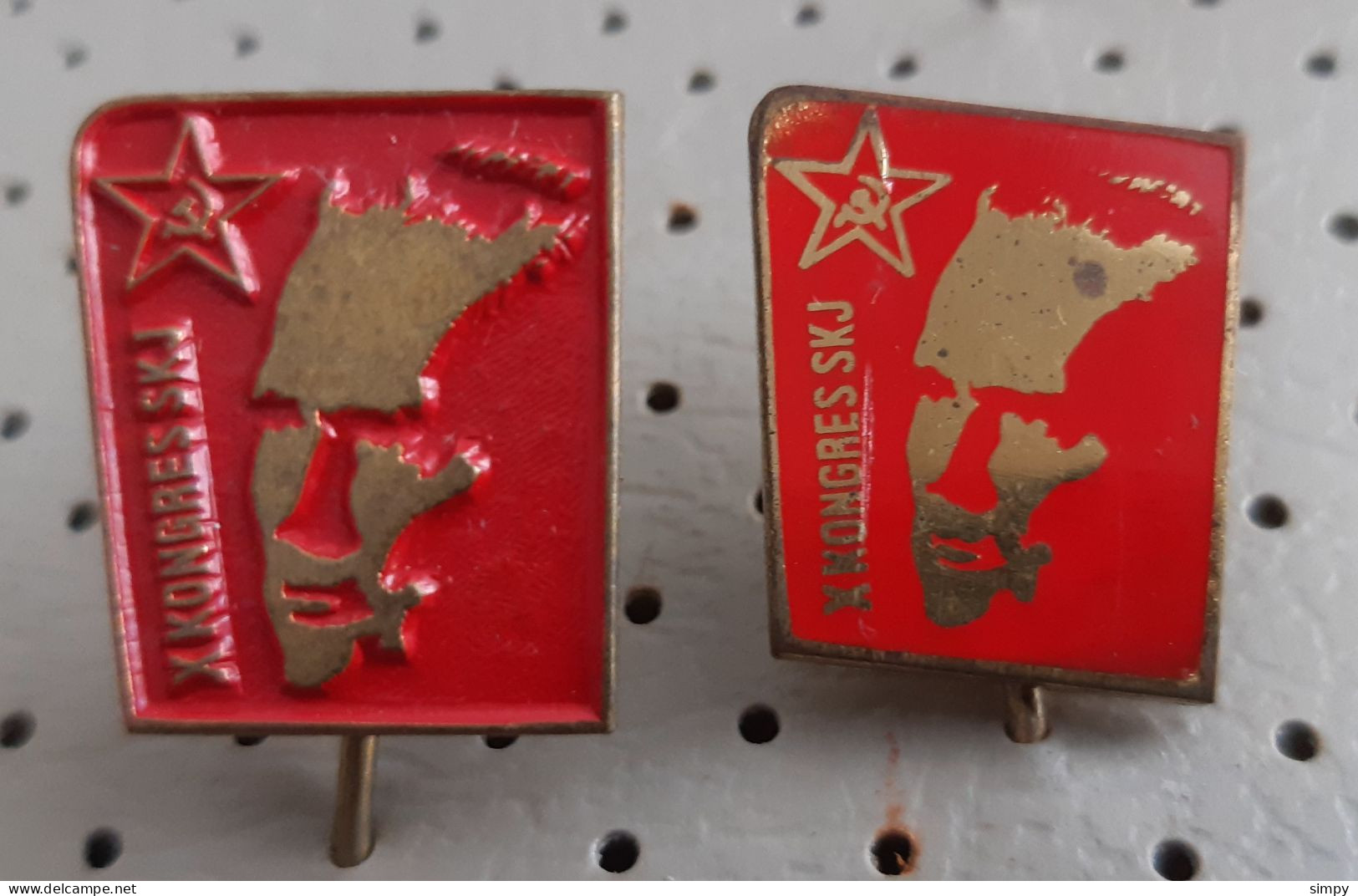 Josip Broz Tito 10. Congress Communist Party Of Yugoslavia 1974 Hammer Sickle SKJ Pins - Verenigingen