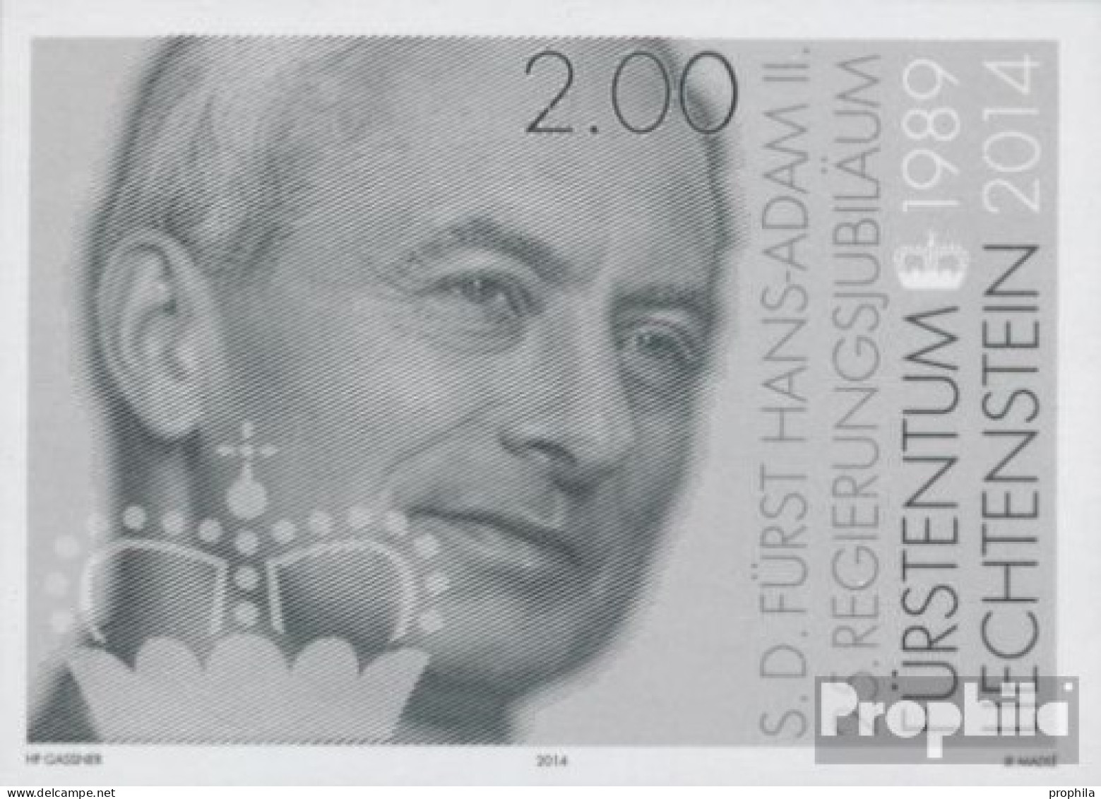 Liechtenstein 1732S (kompl.Ausg.) Schwarzdruck Postfrisch 2014 Hans Adam - Unused Stamps