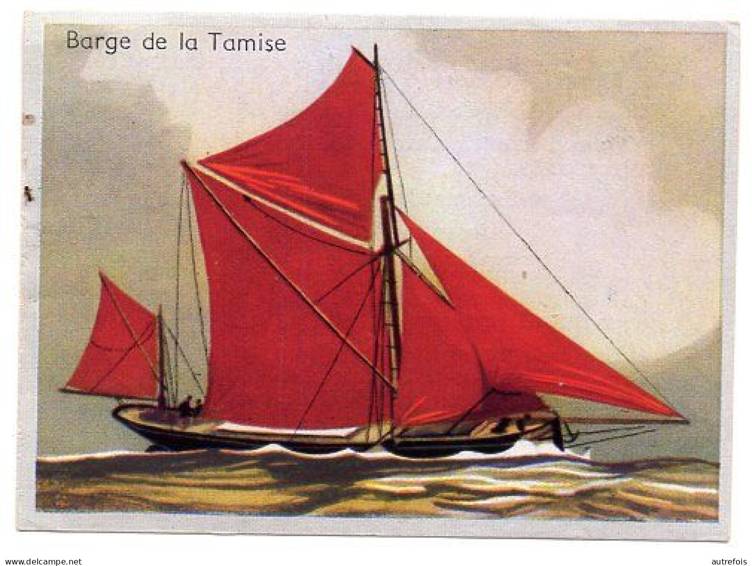 BARGE DE LA TAMISE    CHROMO  PUB DEJEUNER PAINSADOZ ET FLAN LUMINOR - ETS M LARIVE LIBOS 47 - Autres & Non Classés