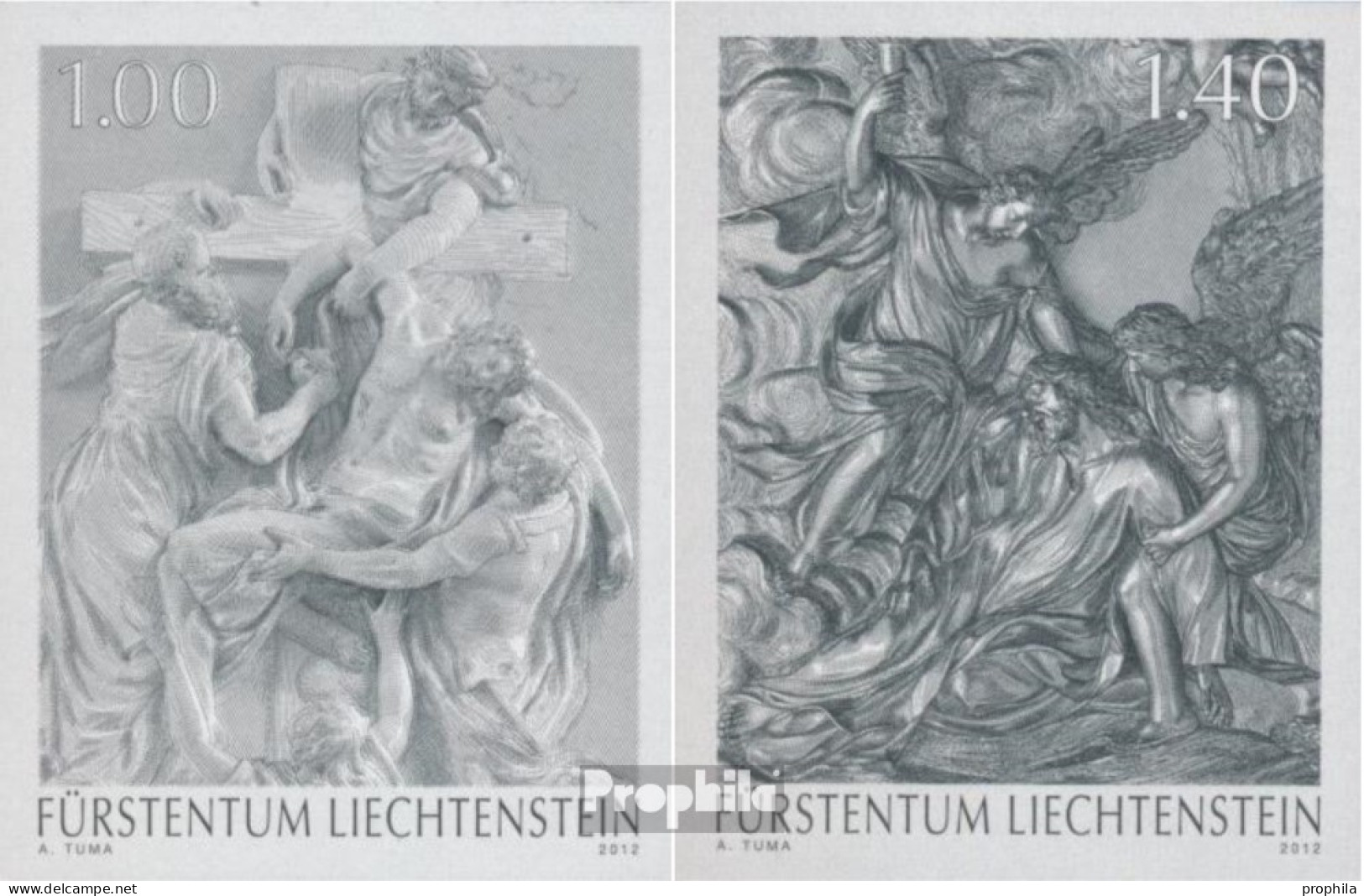 Liechtenstein 1652S-1653S (kompl.Ausg.) Schwarzdruck Postfrisch 2012 Reliefs - Nuovi
