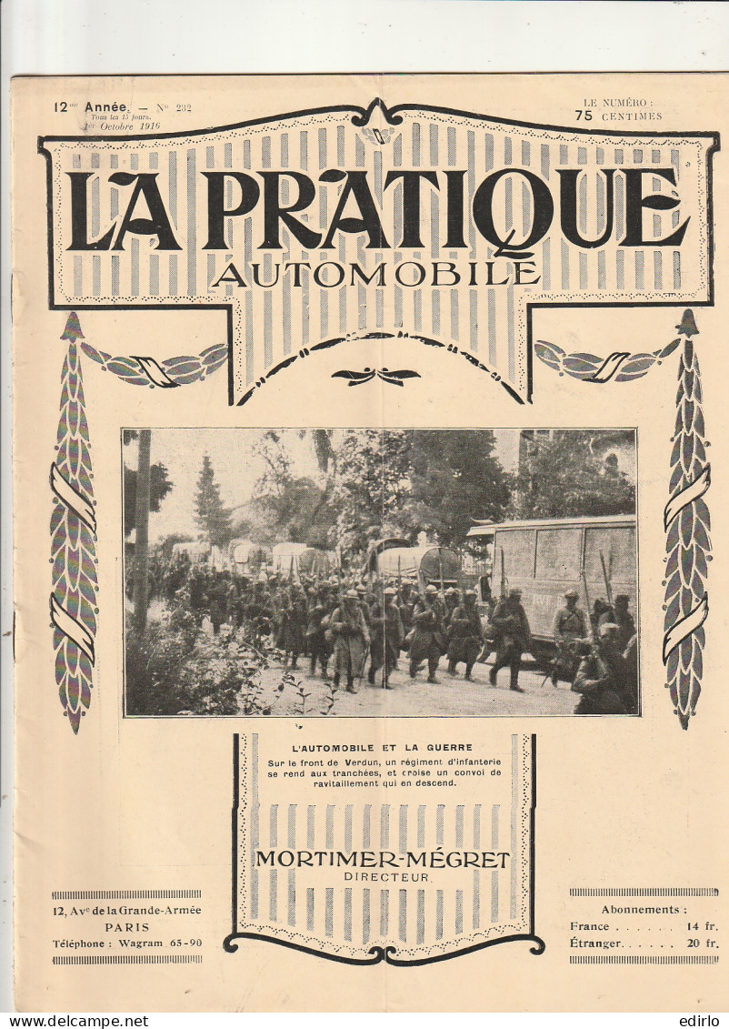 ***  REVUE ****  LA PRATIQUE AUTOMOBILE   1914 --   N° 233 -- 20 Pages Pub Et Articles - 1900 - 1949